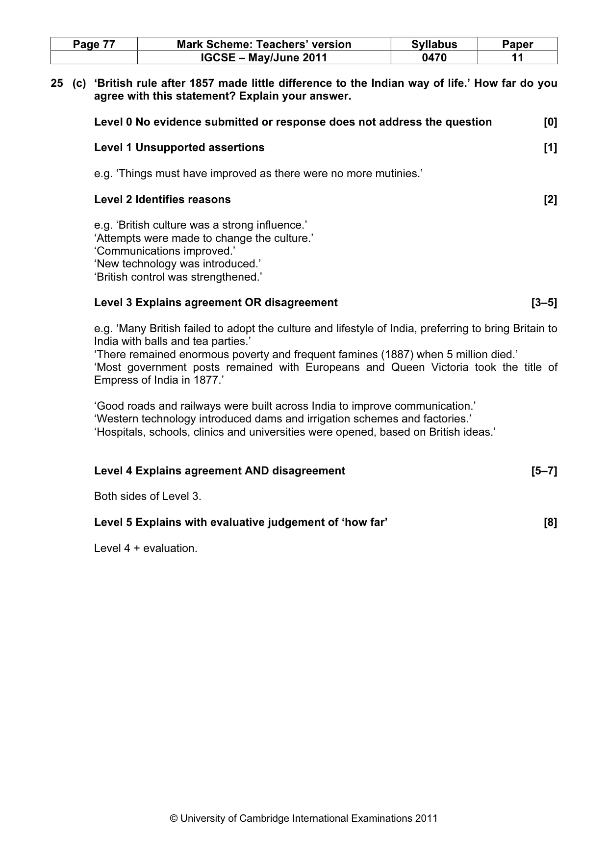 Mark scheme, page 77 of 77