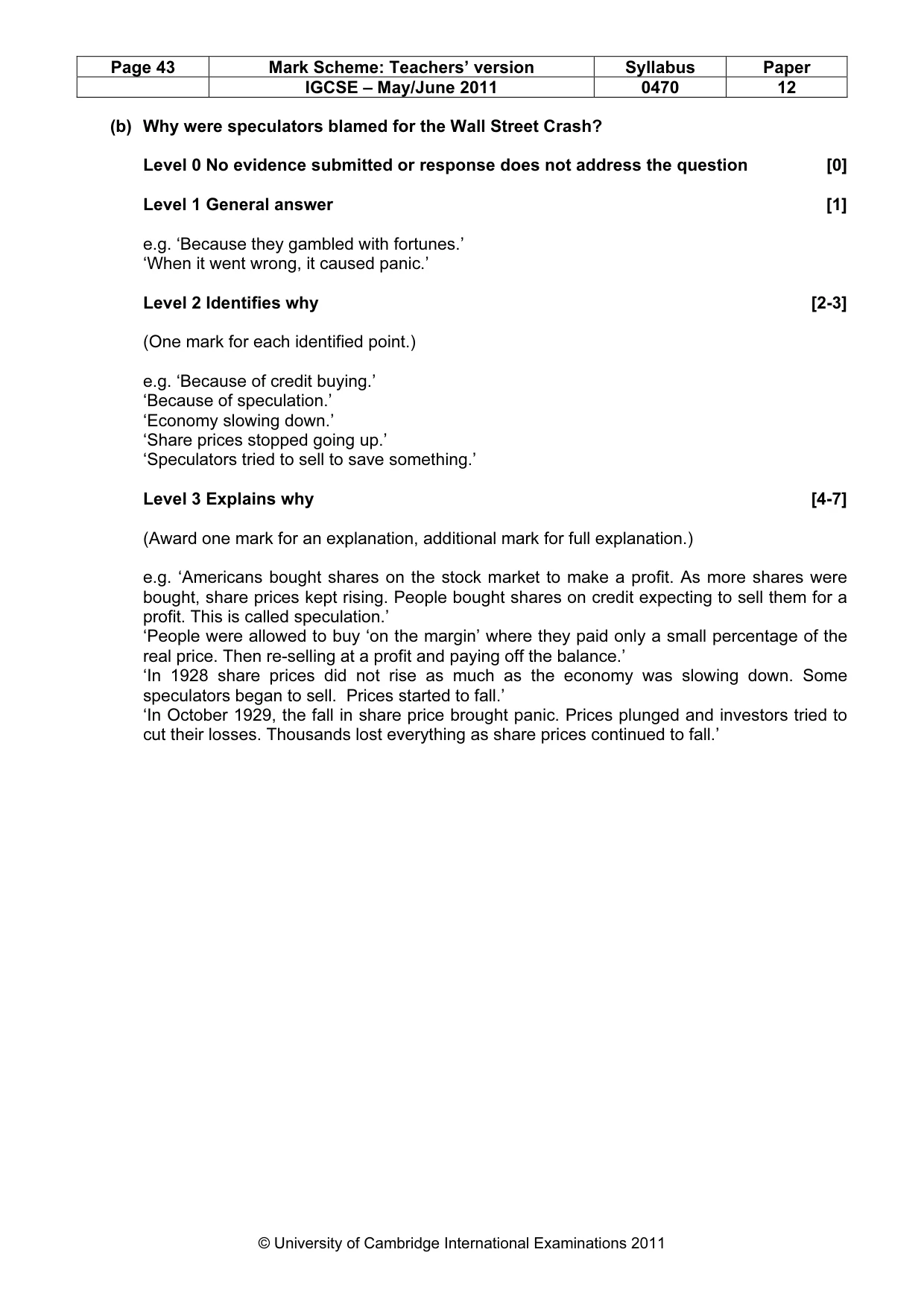 Mark scheme, page 43 of 77