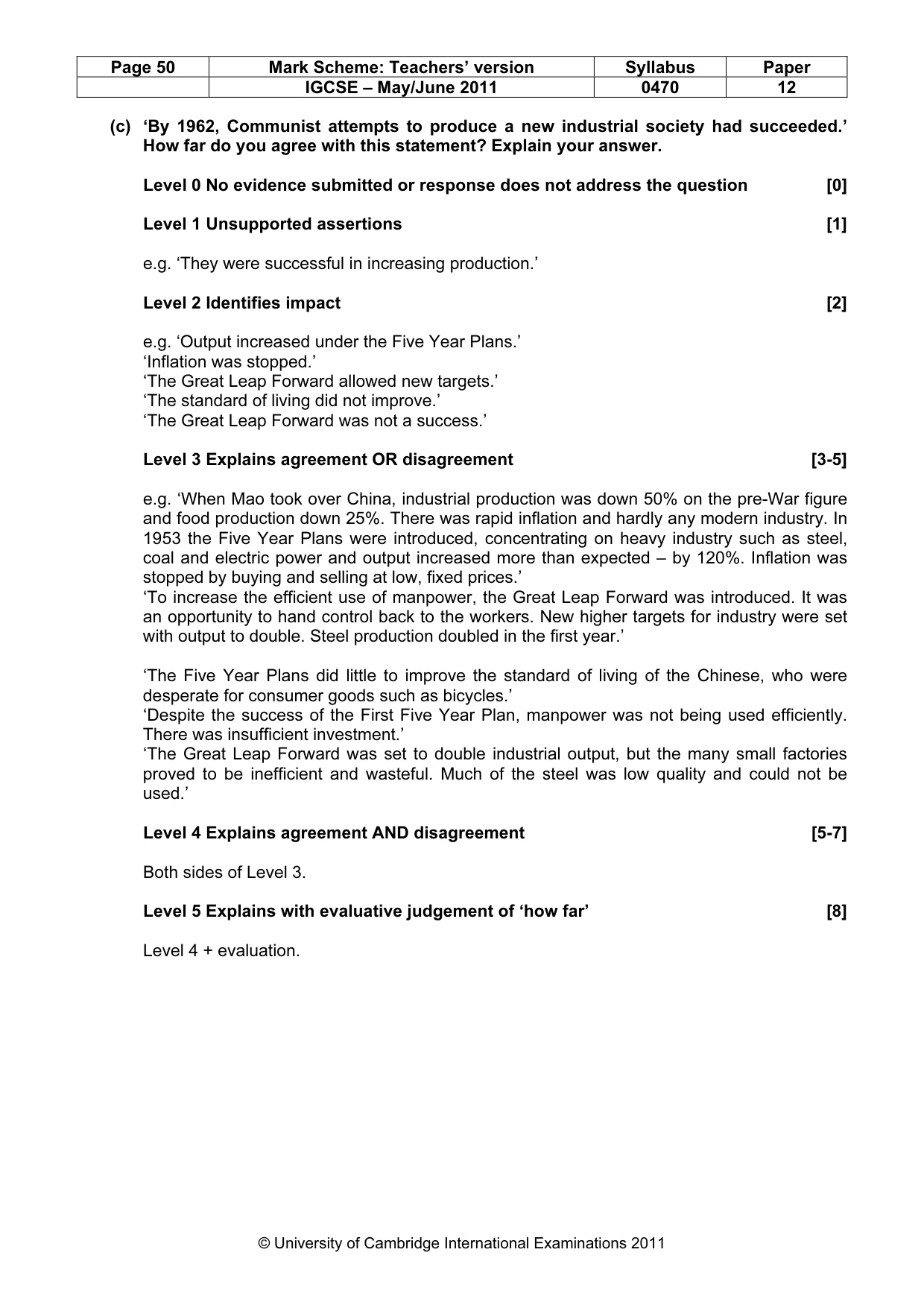 Mark scheme, page 50 of 77