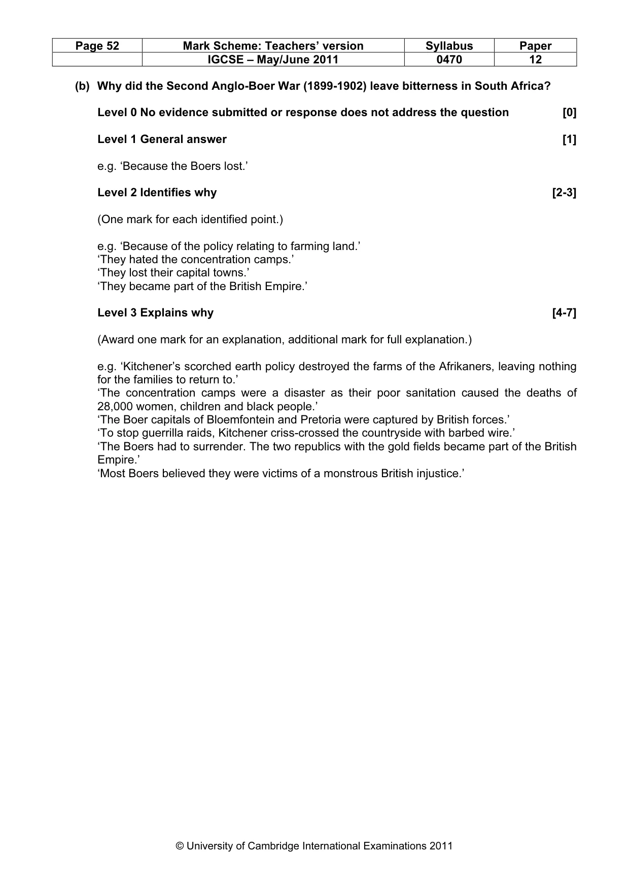 Mark scheme, page 52 of 77