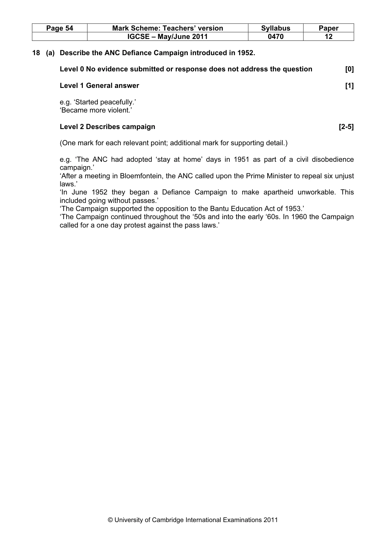 Mark scheme, page 54 of 77