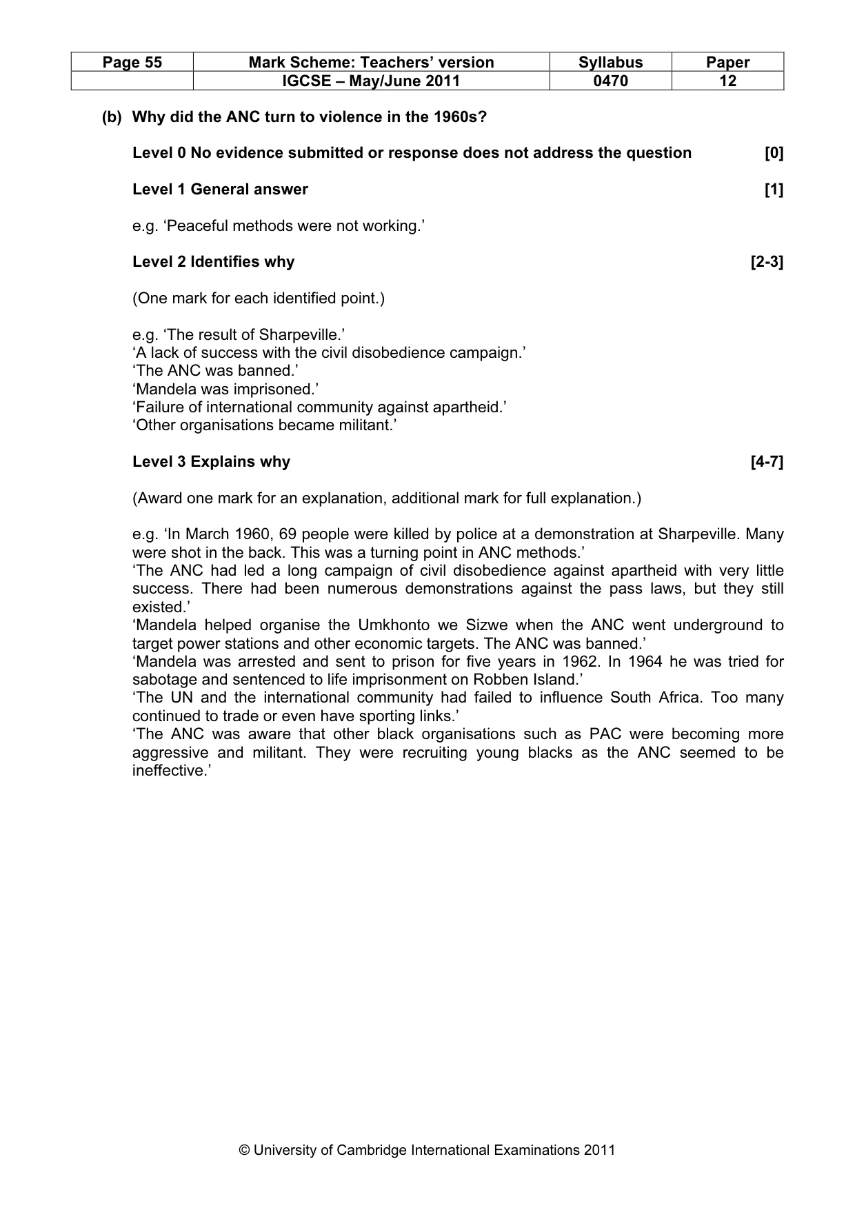 Mark scheme, page 55 of 77