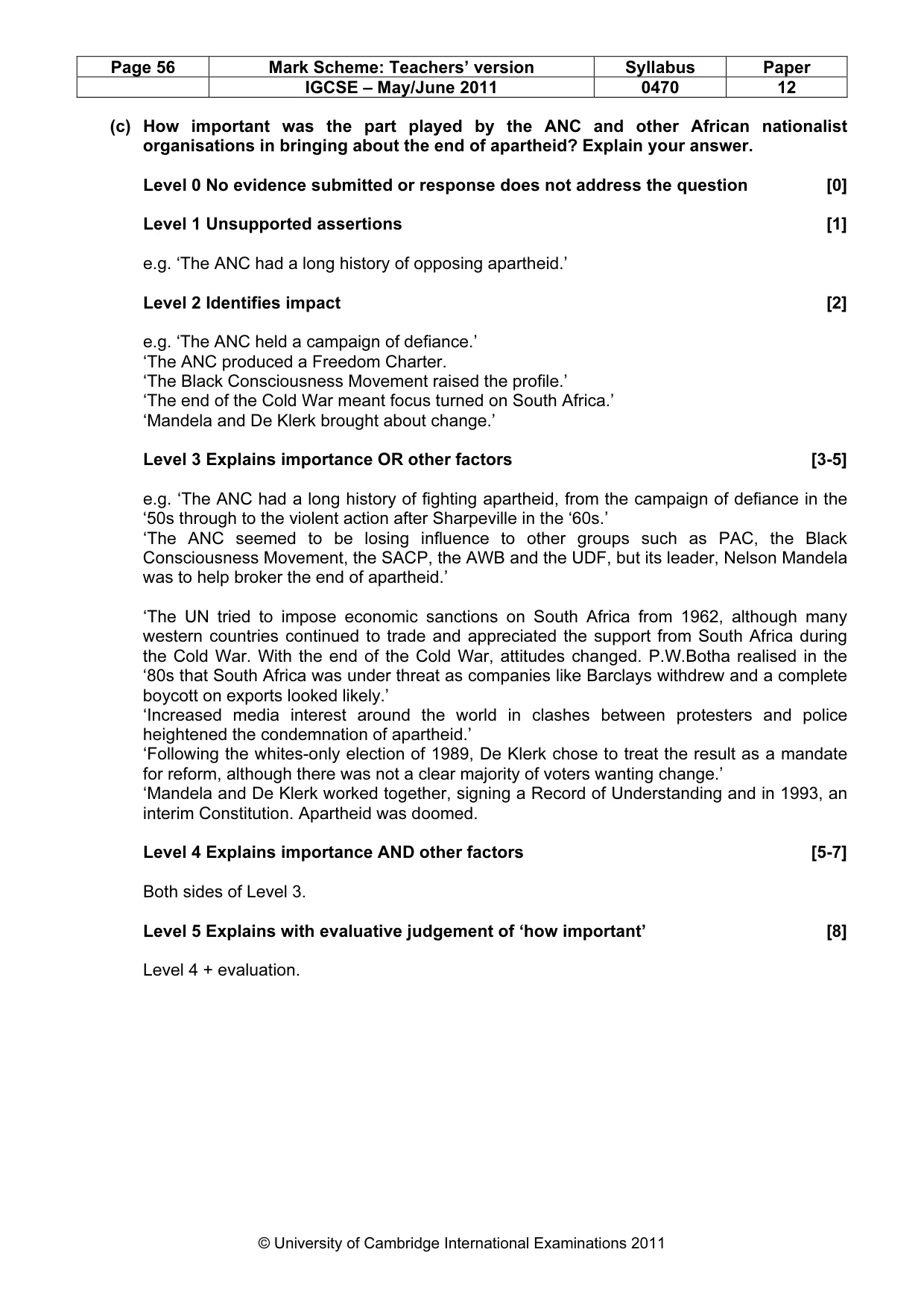 Mark scheme, page 56 of 77
