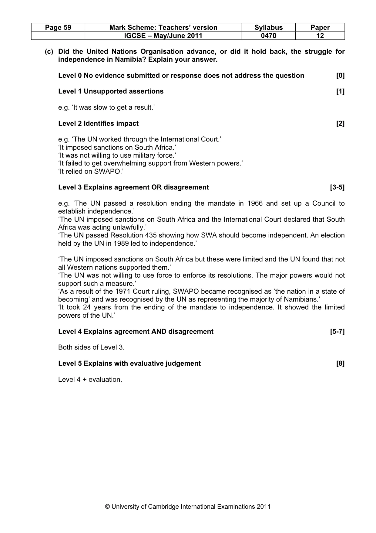 Mark scheme, page 59 of 77
