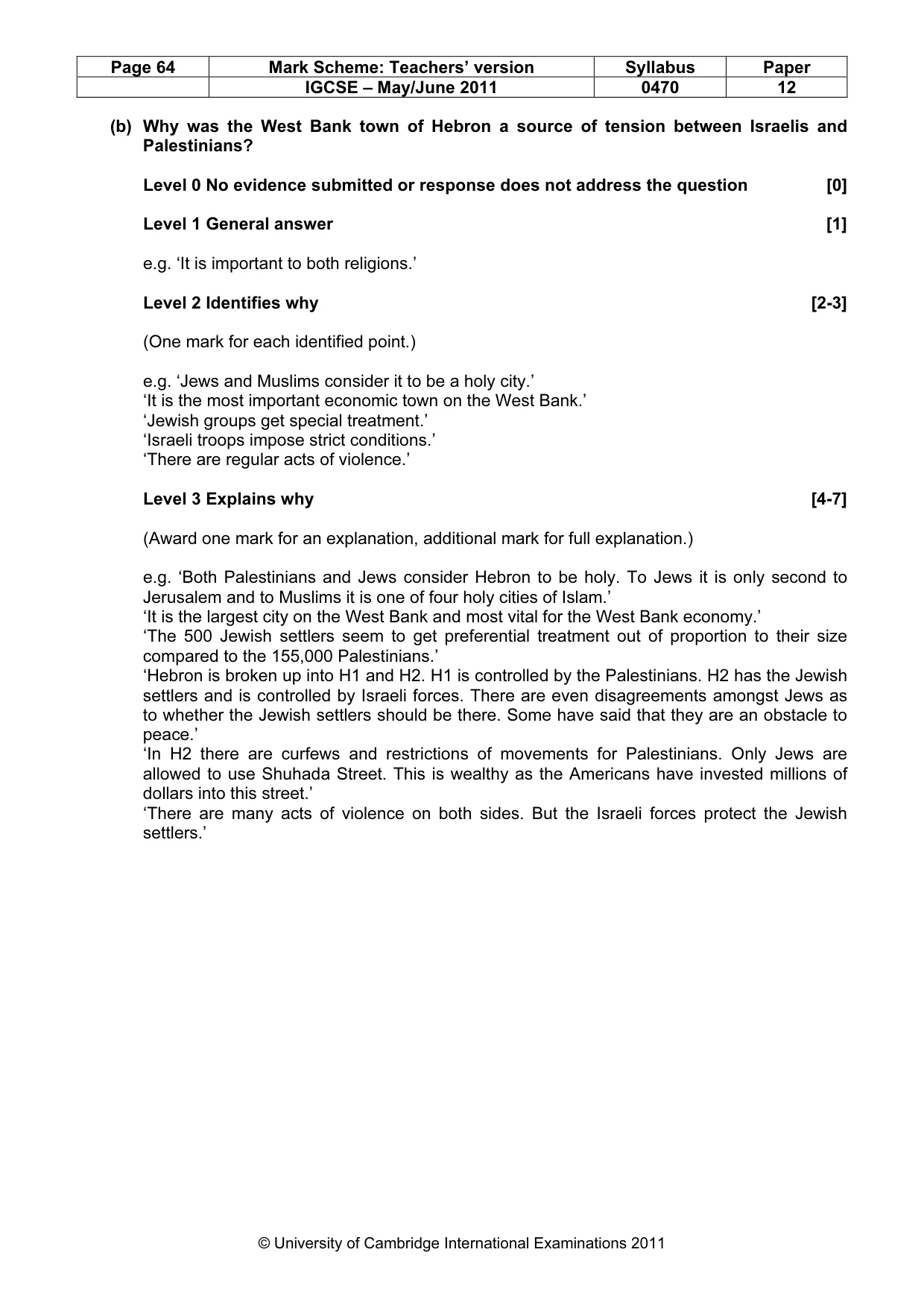 Mark scheme, page 64 of 77