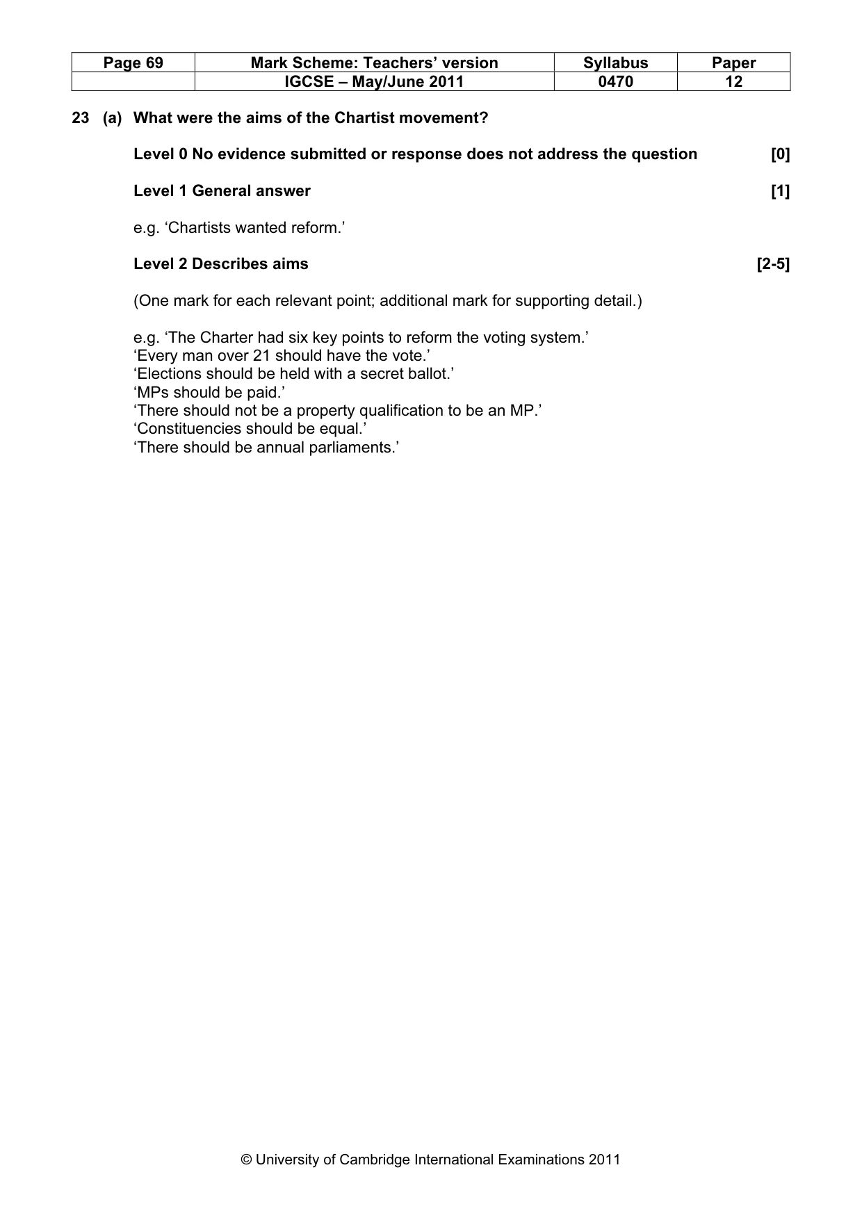 Mark scheme, page 69 of 77