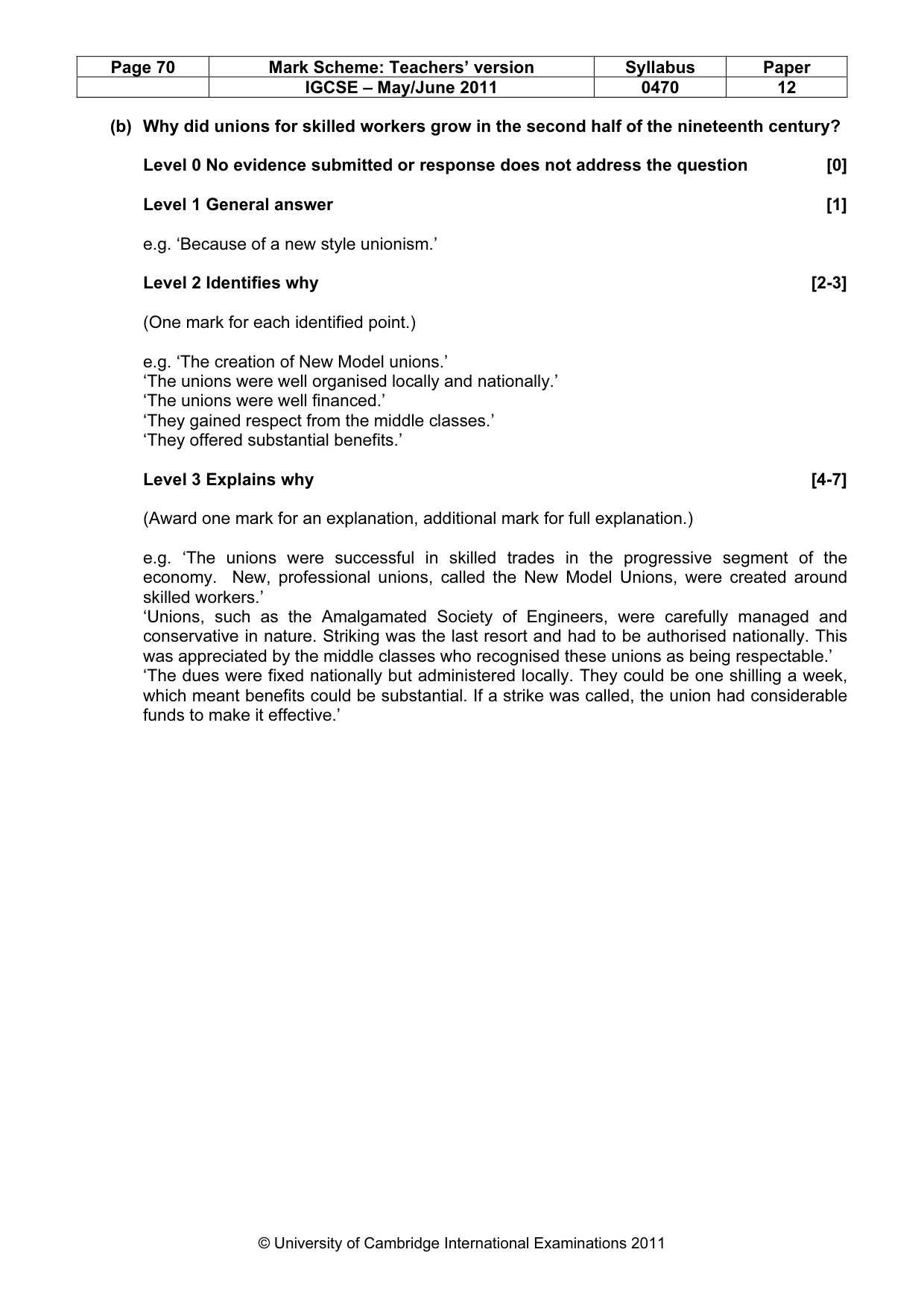 Mark scheme, page 70 of 77