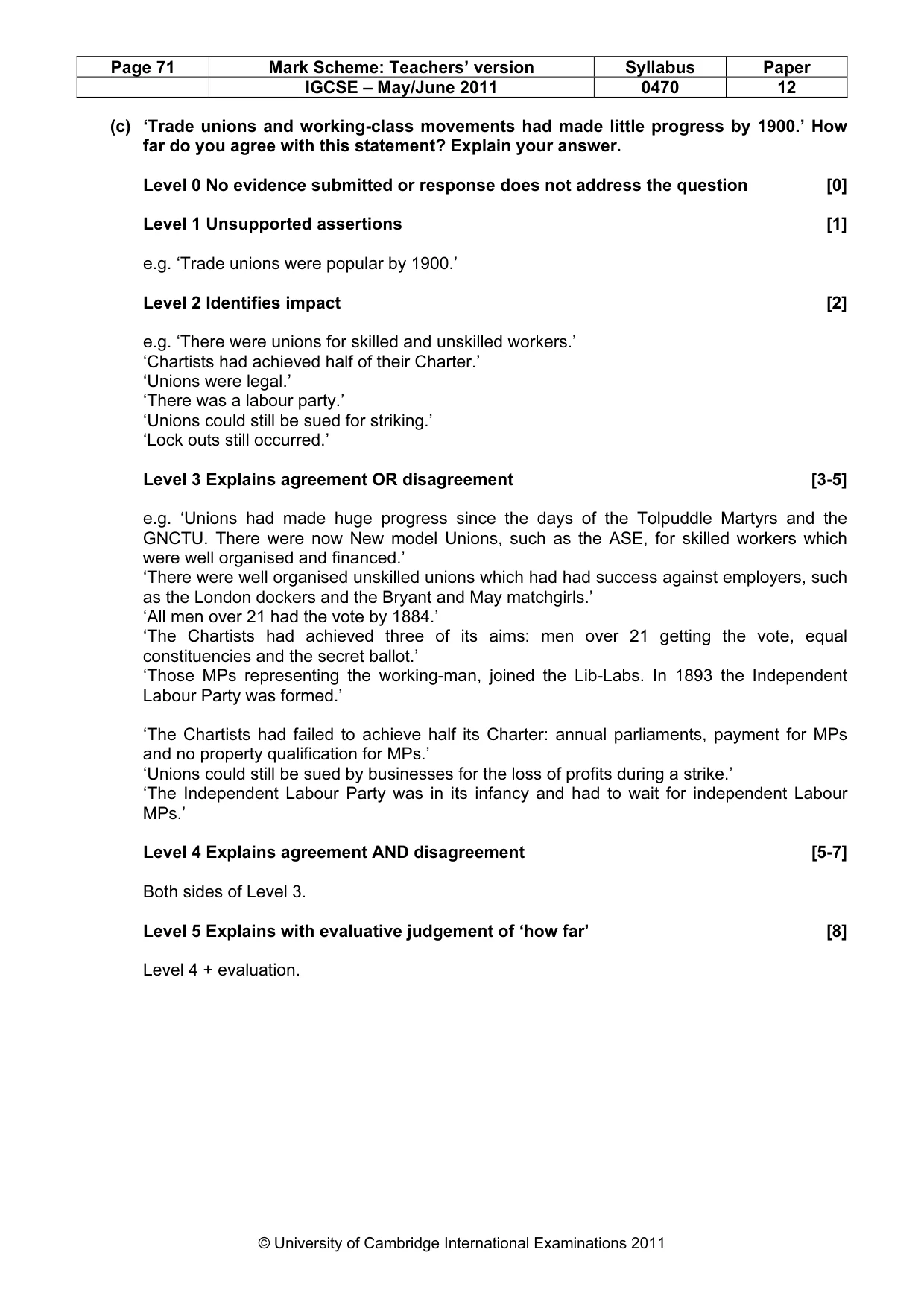 Mark scheme, page 71 of 77