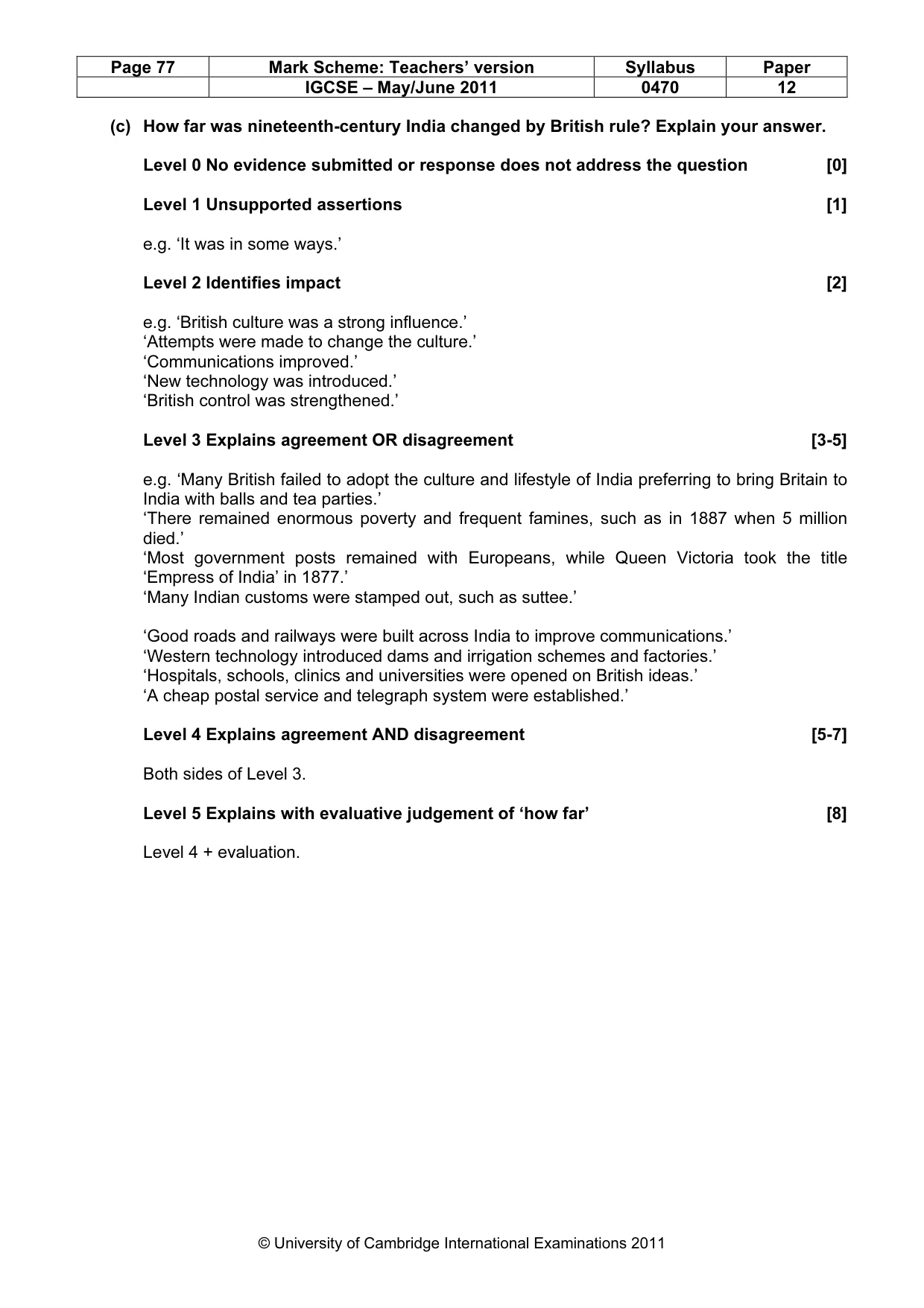 Mark scheme, page 77 of 77