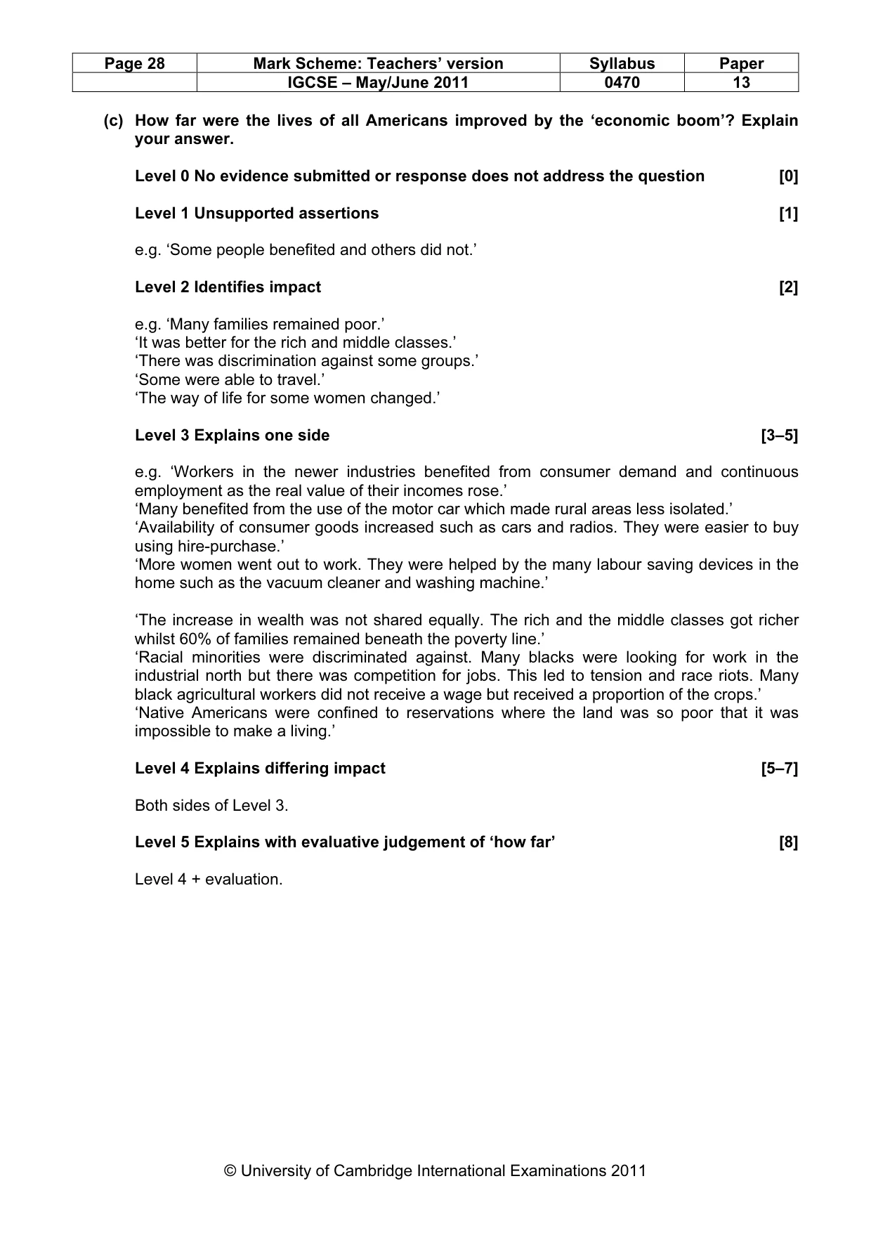 Mark scheme, page 28 of 52