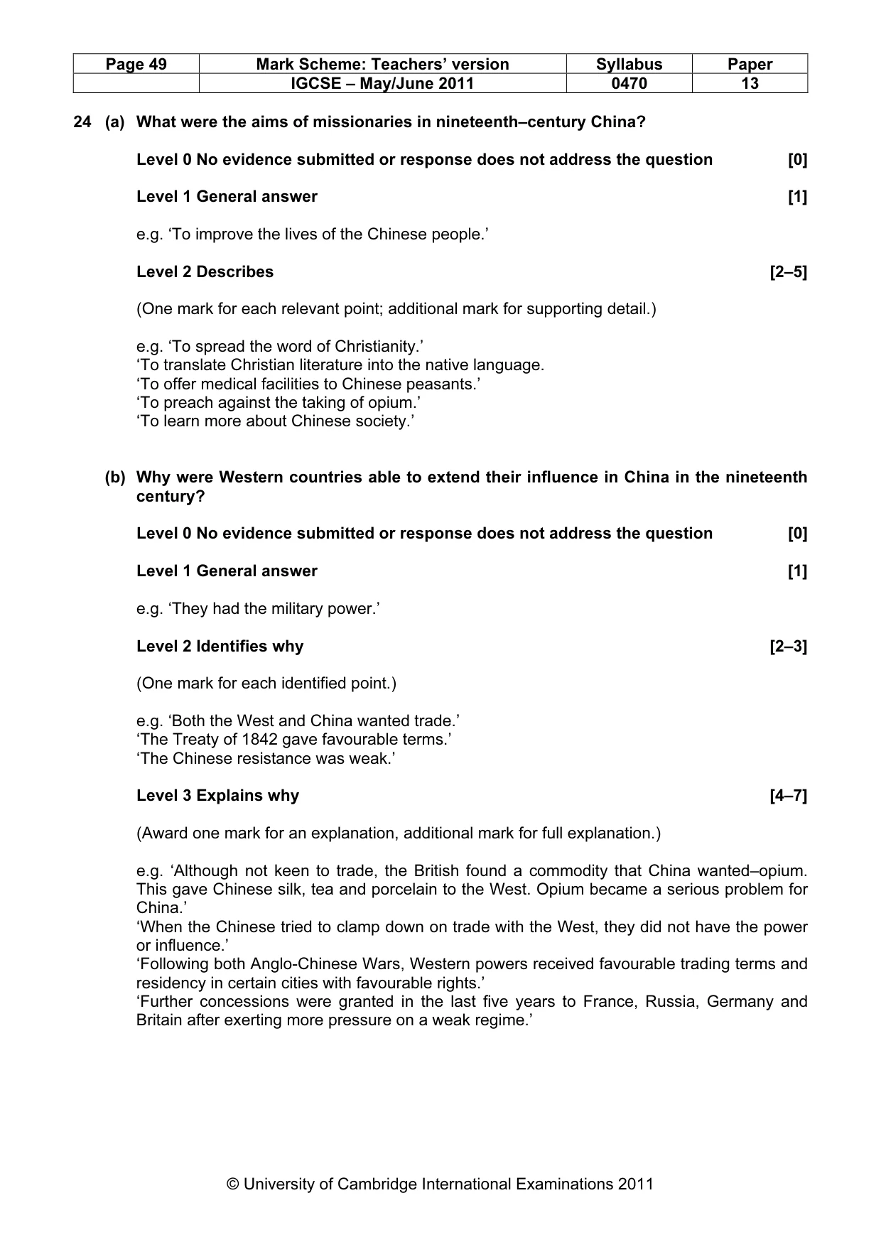 Mark scheme, page 49 of 52