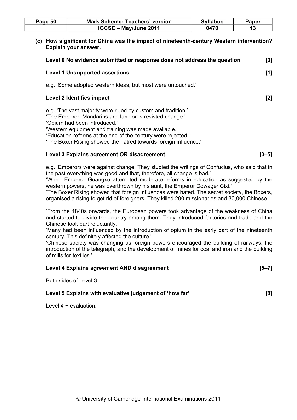 Mark scheme, page 50 of 52