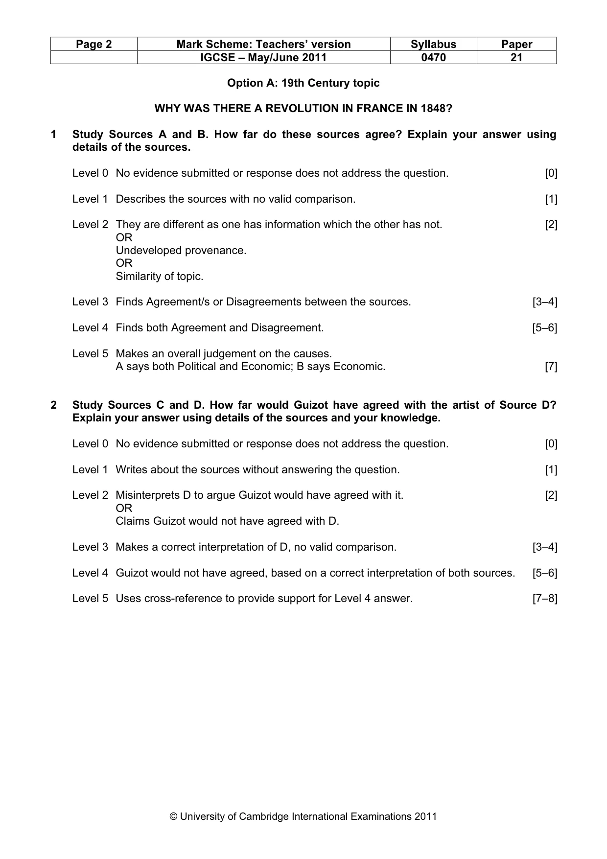 Mark scheme, page 2 of 7