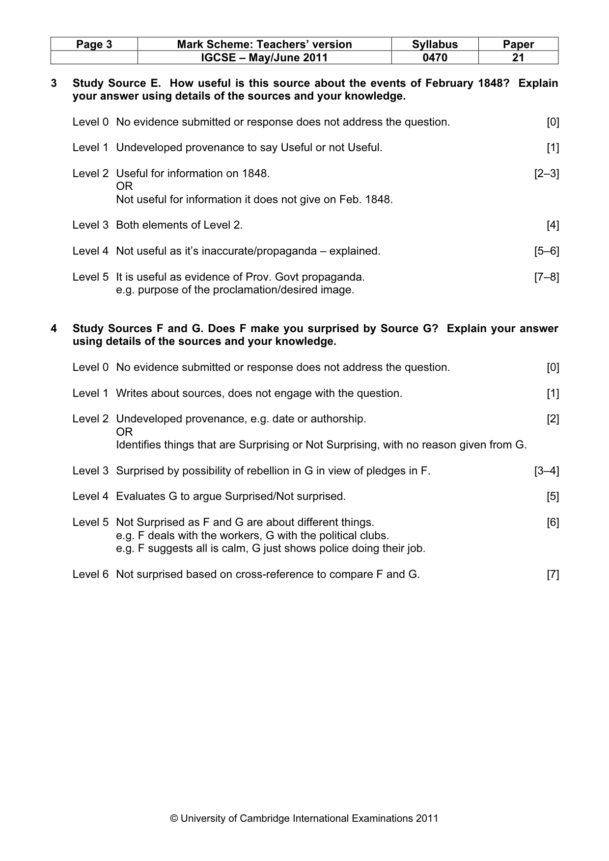 Mark scheme, page 3 of 7