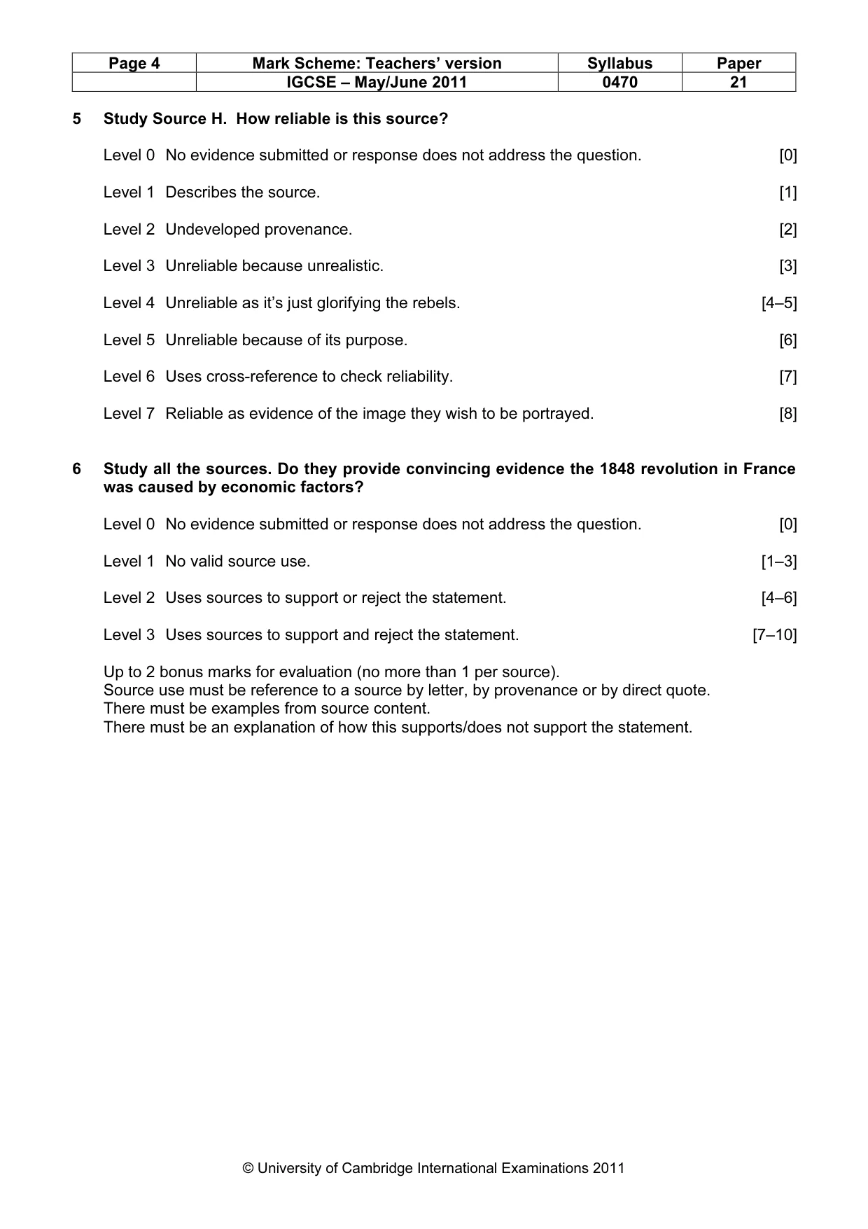 Mark scheme, page 4 of 7