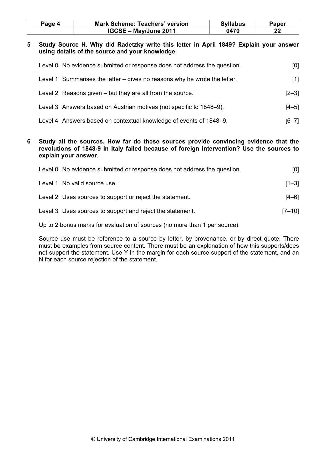 Mark scheme, page 4 of 7