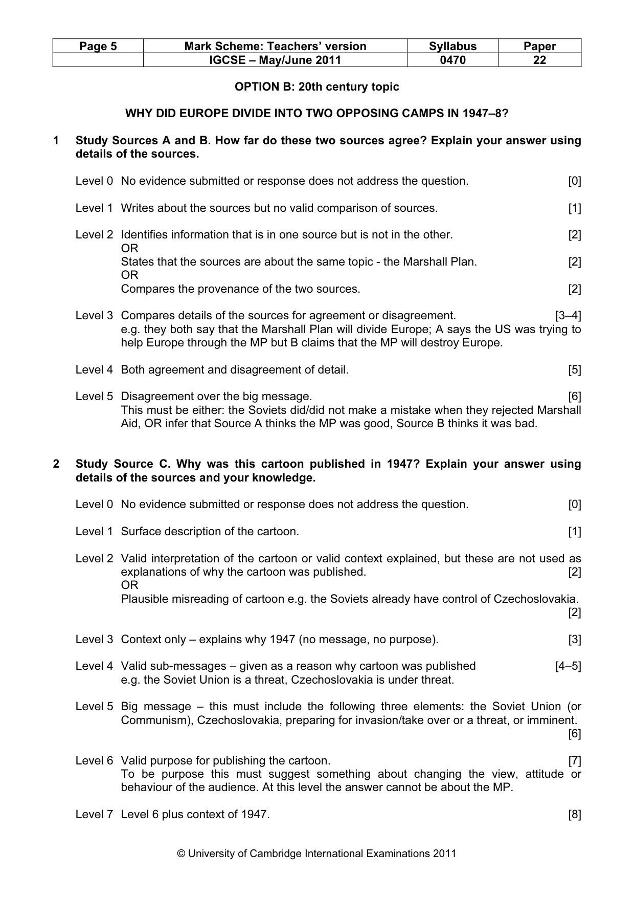 Mark scheme, page 5 of 7