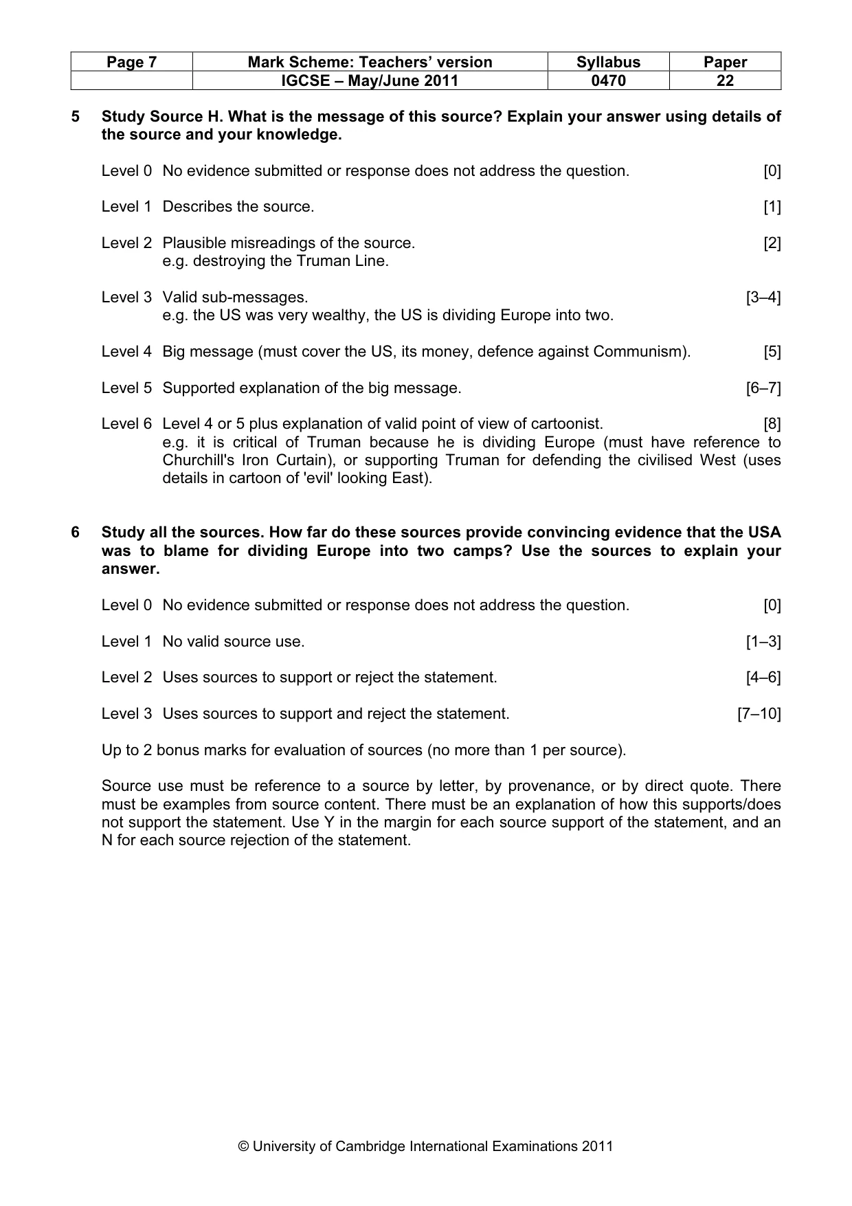 Mark scheme, page 7 of 7