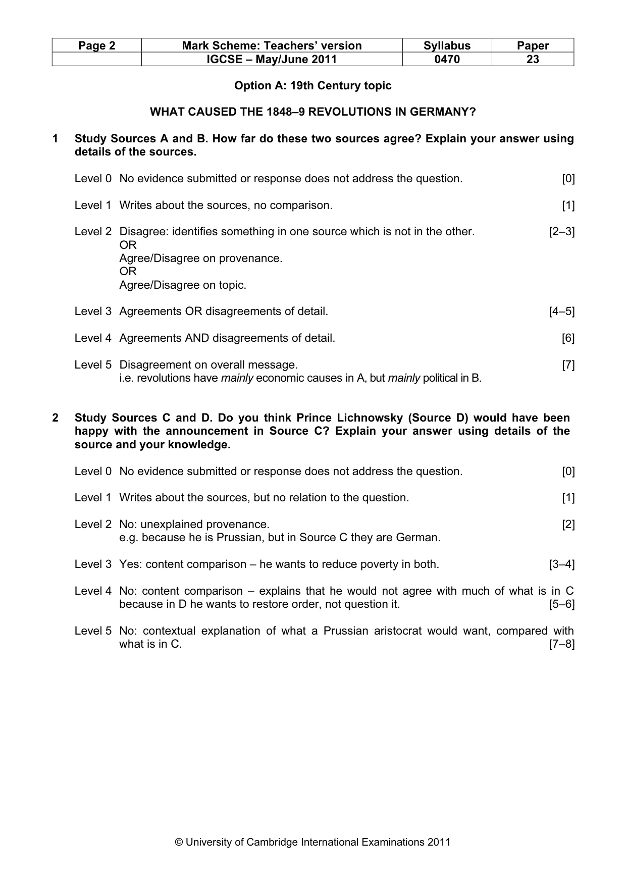 Mark scheme, page 2 of 7