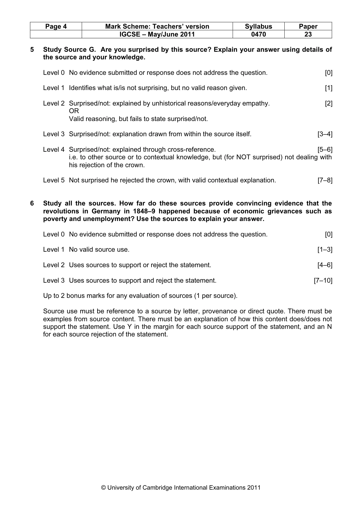 Mark scheme, page 4 of 7