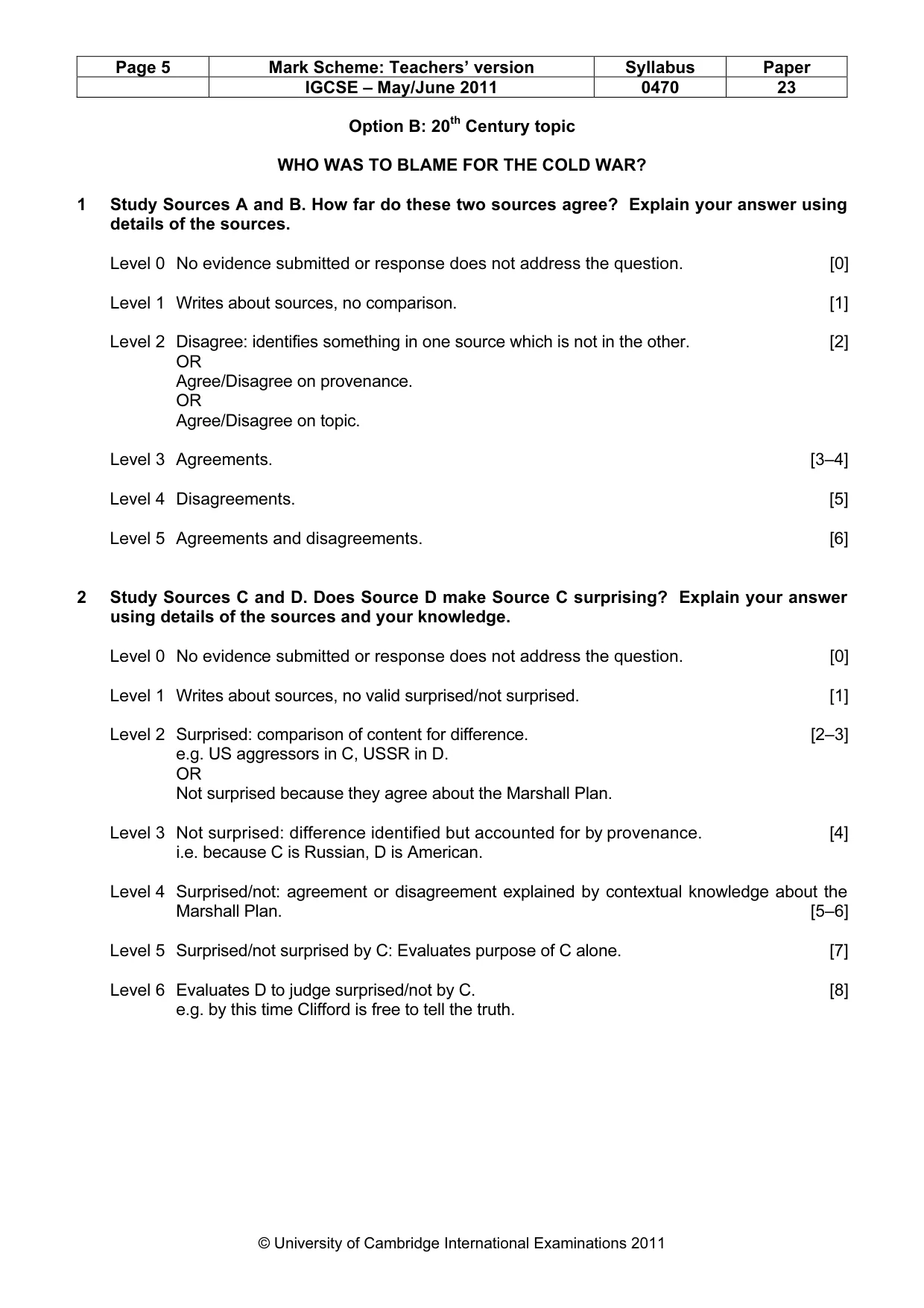 Mark scheme, page 5 of 7