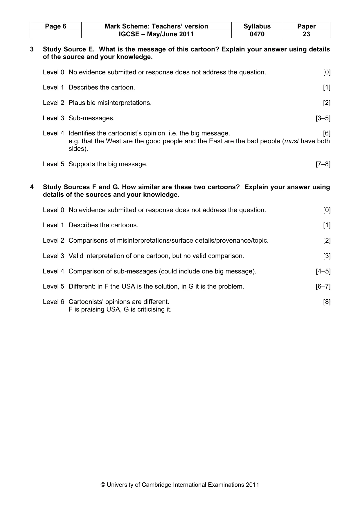 Mark scheme, page 6 of 7
