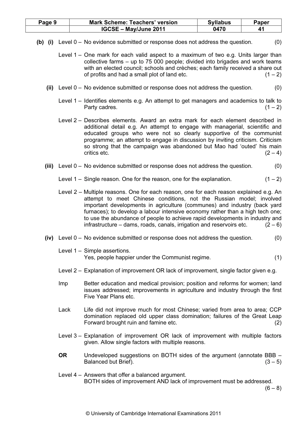 Mark scheme, page 9 of 17