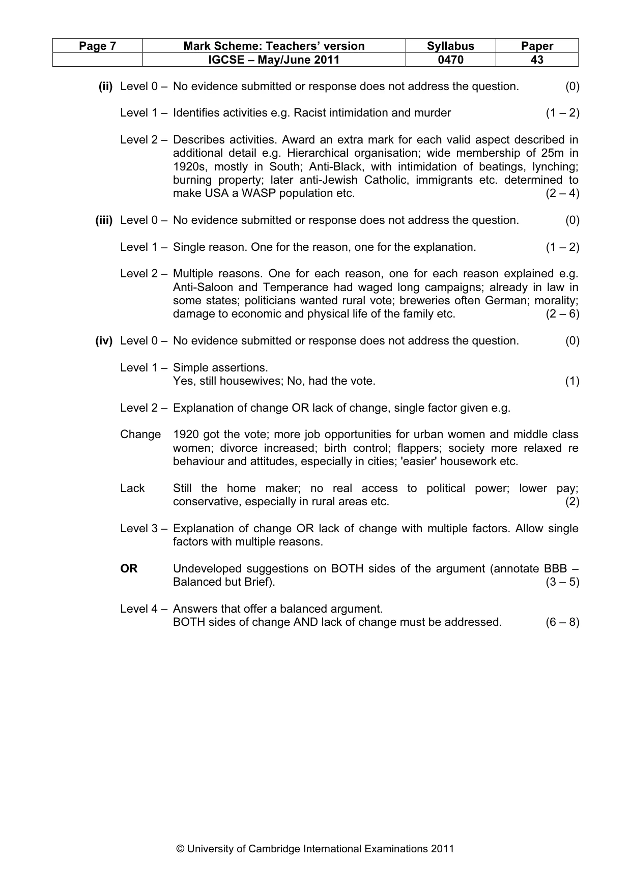 Mark scheme, page 7 of 17