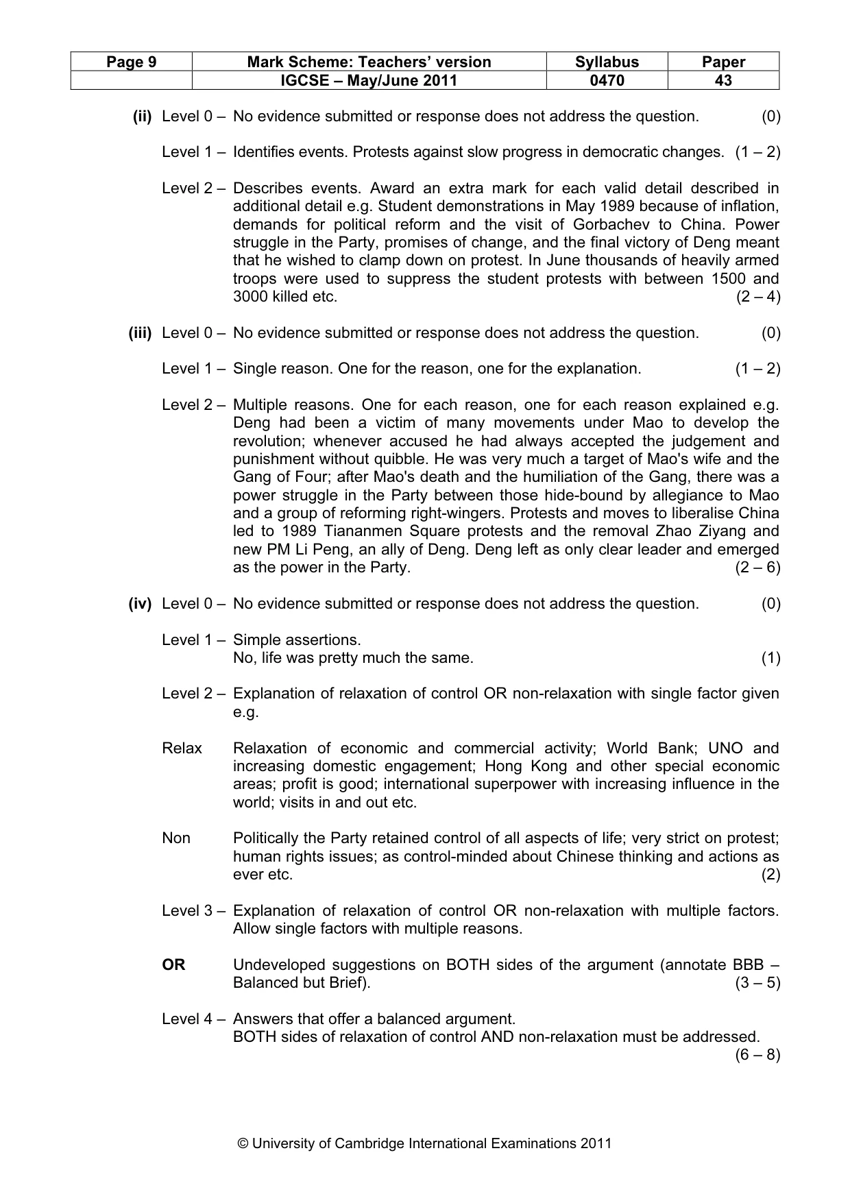 Mark scheme, page 9 of 17