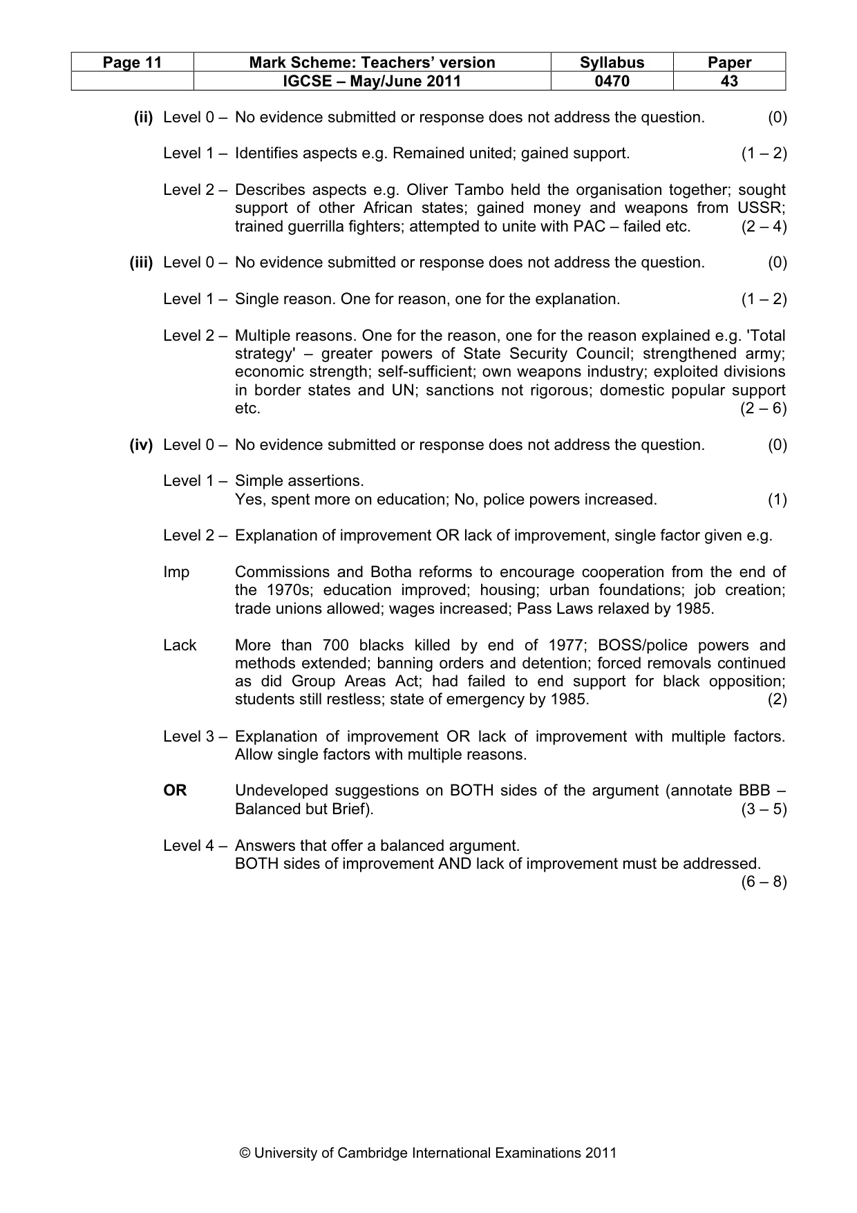 Mark scheme, page 11 of 17