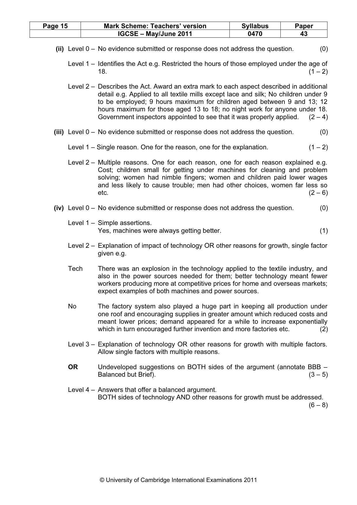 Mark scheme, page 15 of 17