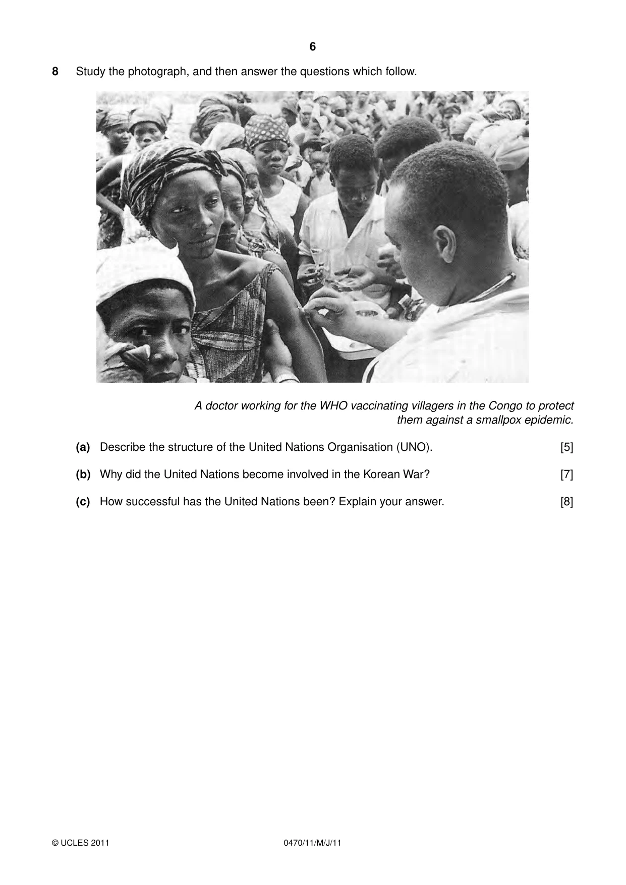 Cambridge IGCSE History 0470 2011 May/June Paper 1 · Variant 1 question paper, page 6 of 20