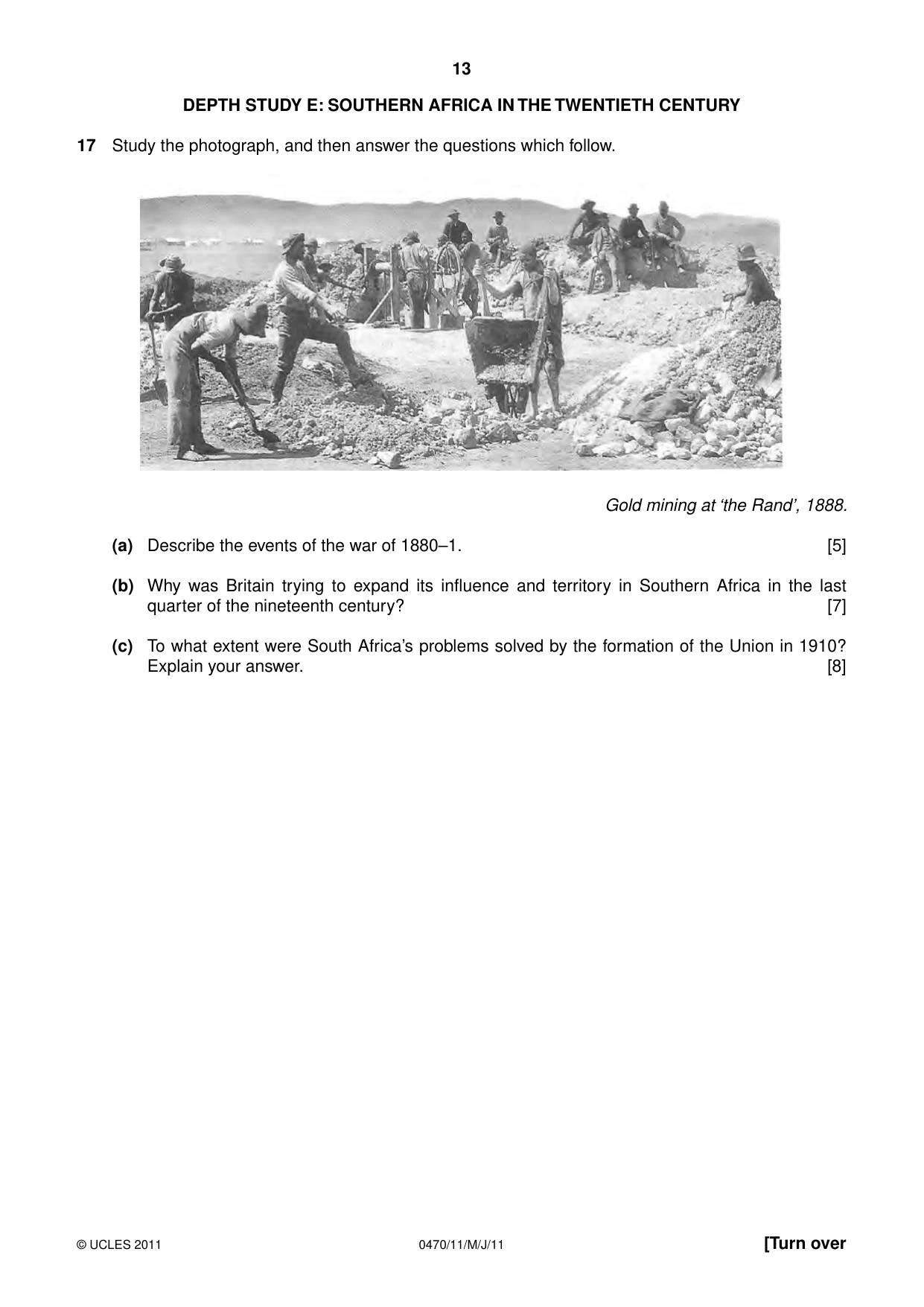 Cambridge IGCSE History 0470 2011 May/June Paper 1 · Variant 1 question paper, page 13 of 20