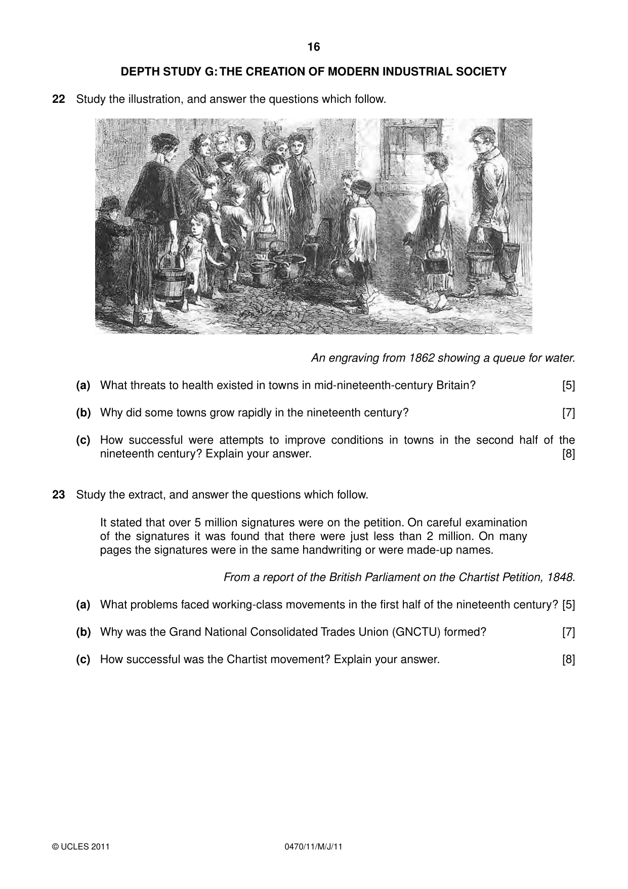 Cambridge IGCSE History 0470 2011 May/June Paper 1 · Variant 1 question paper, page 16 of 20
