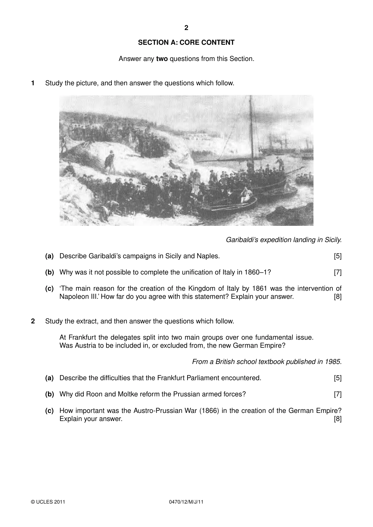 Cambridge IGCSE History 0470 2011 May/June Paper 1 · Variant 2 question paper, page 2 of 20