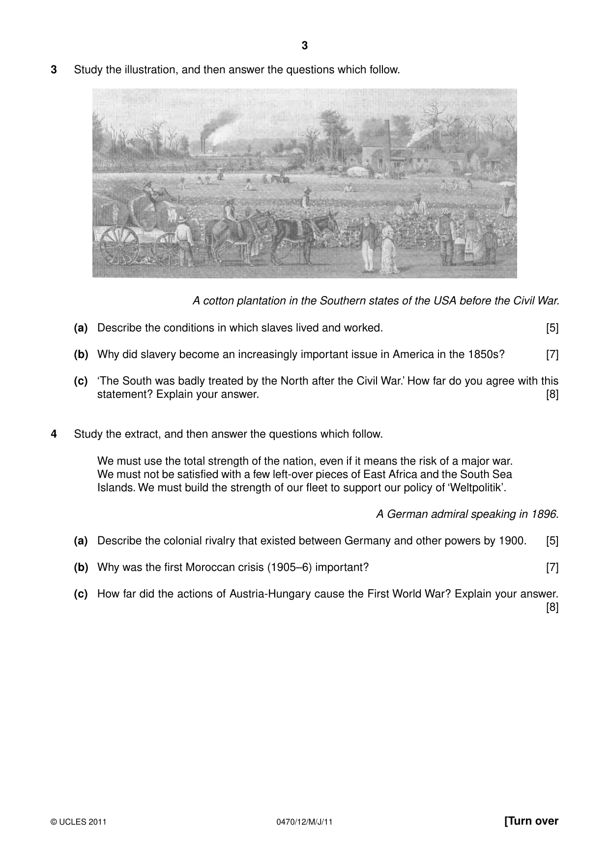 Cambridge IGCSE History 0470 2011 May/June Paper 1 · Variant 2 question paper, page 3 of 20