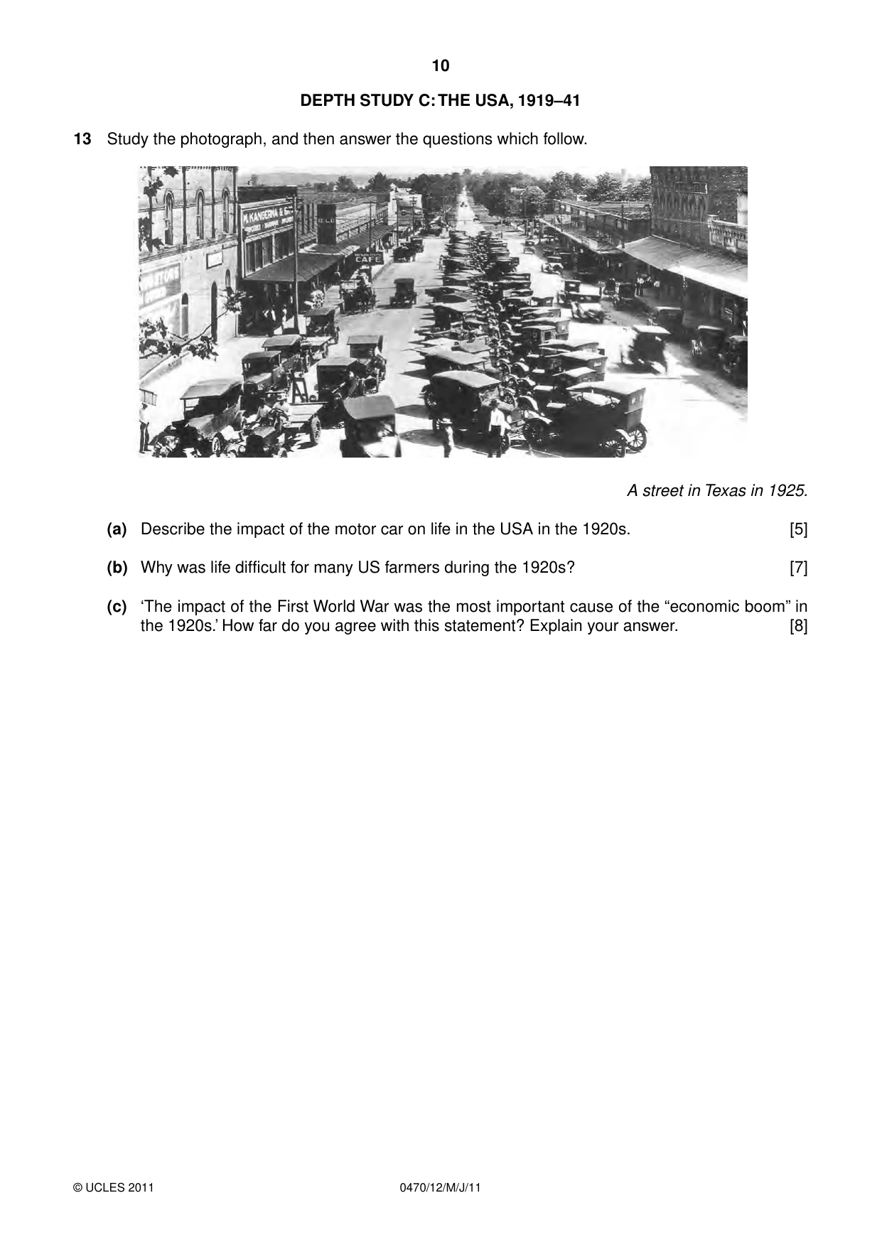 Cambridge IGCSE History 0470 2011 May/June Paper 1 · Variant 2 question paper, page 10 of 20