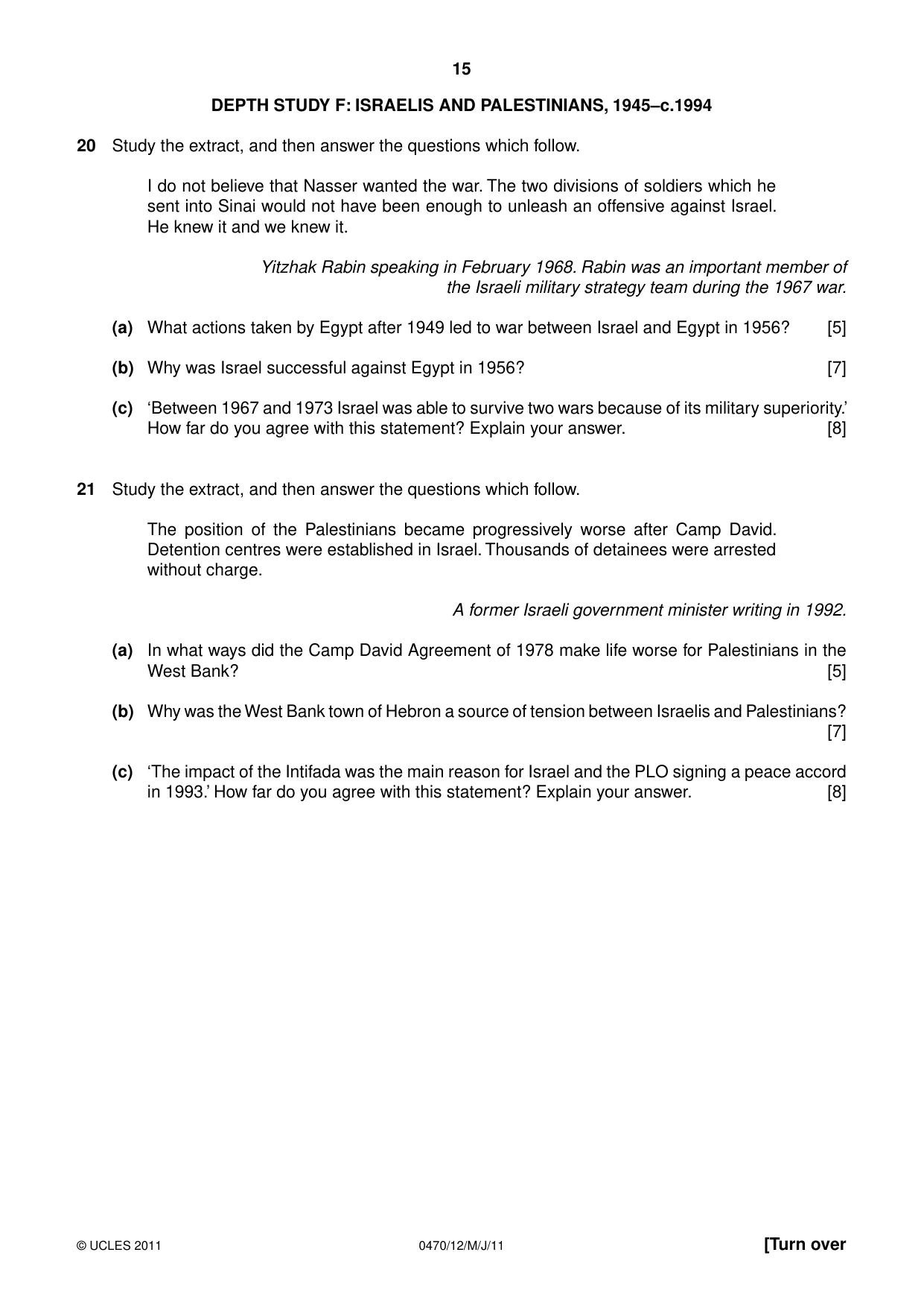 Cambridge IGCSE History 0470 2011 May/June Paper 1 · Variant 2 question paper, page 15 of 20