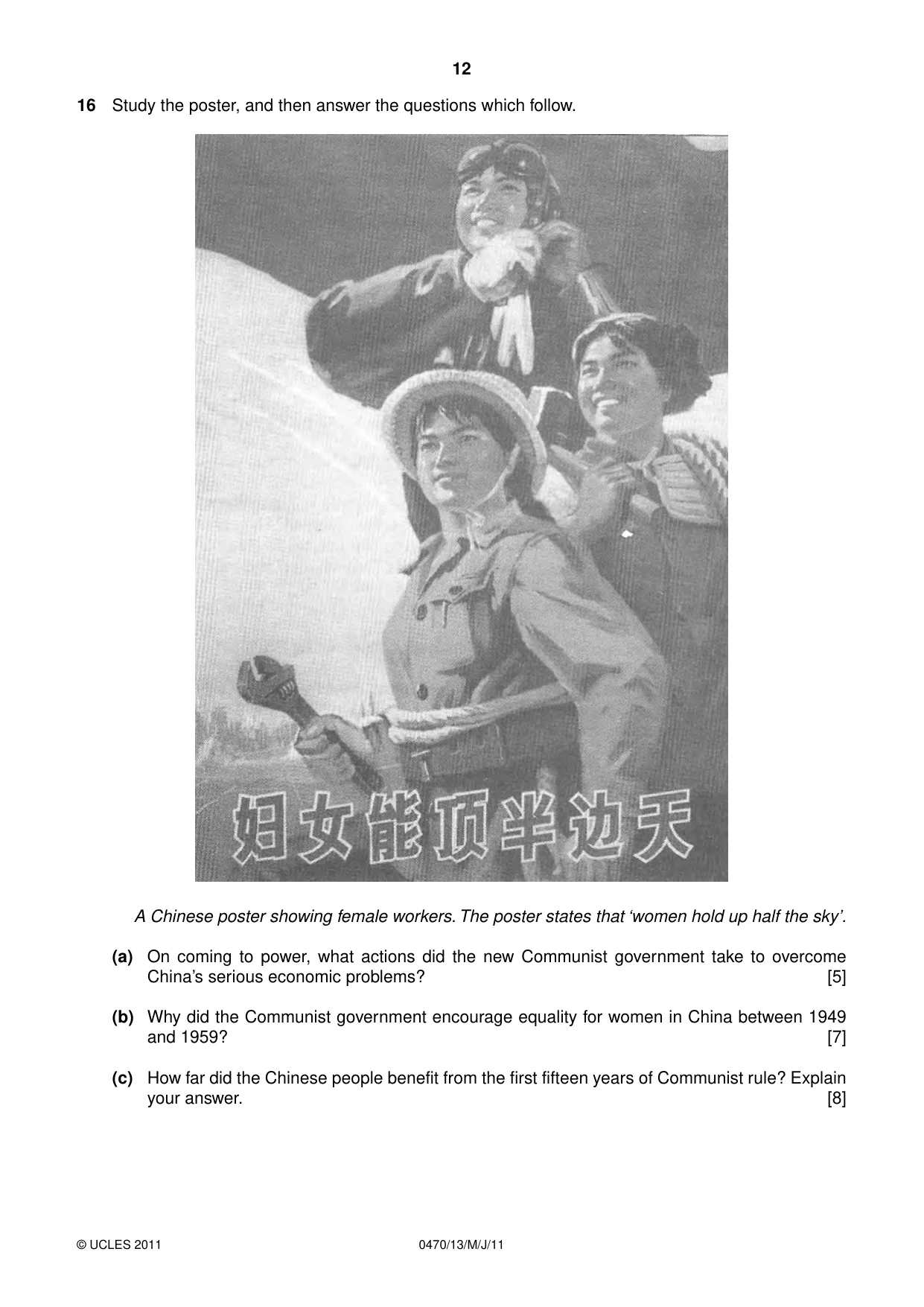 Cambridge IGCSE History 0470 2011 May/June Paper 1 · Variant 3 question paper, page 12 of 20