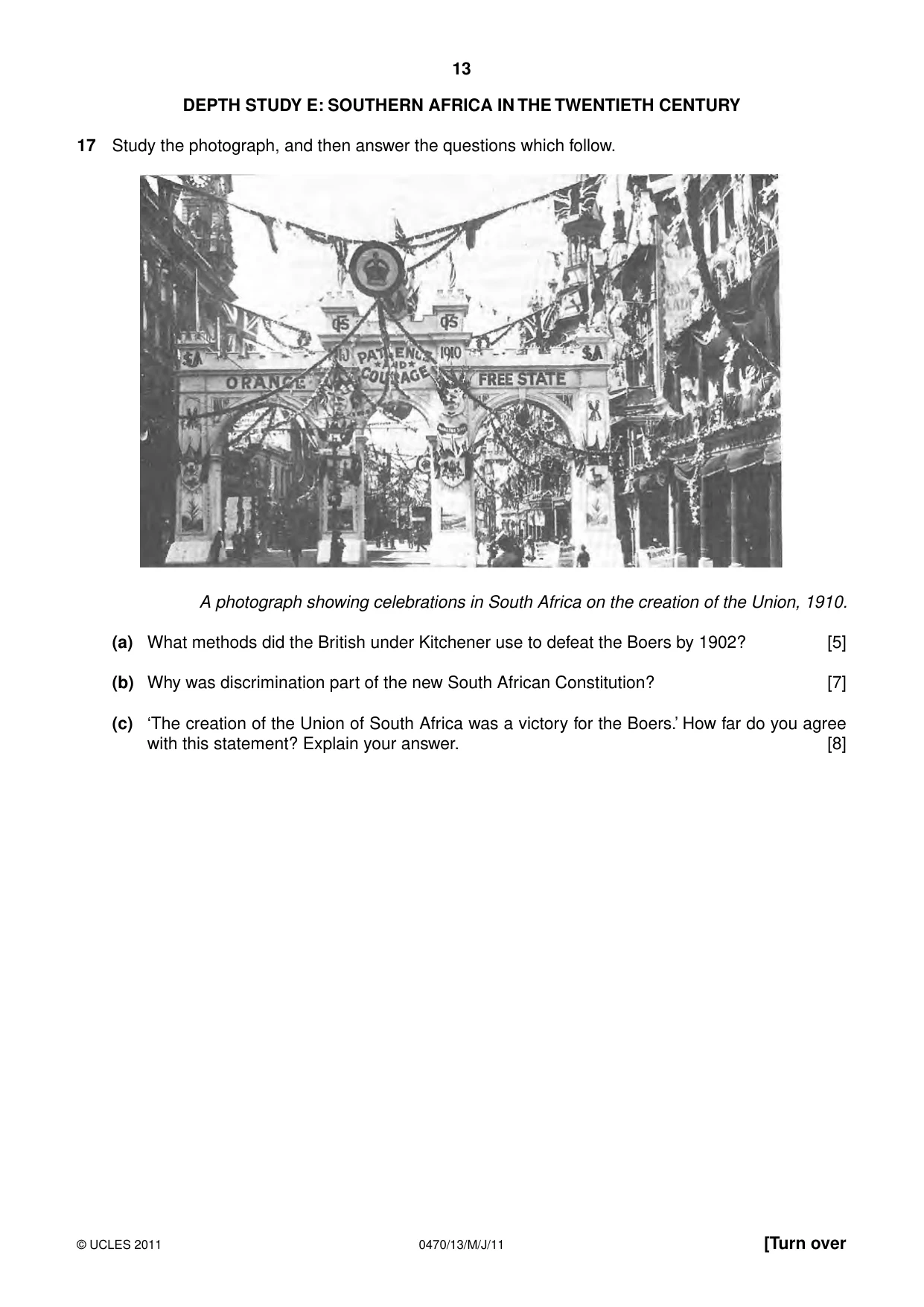 Cambridge IGCSE History 0470 2011 May/June Paper 1 · Variant 3 question paper, page 13 of 20