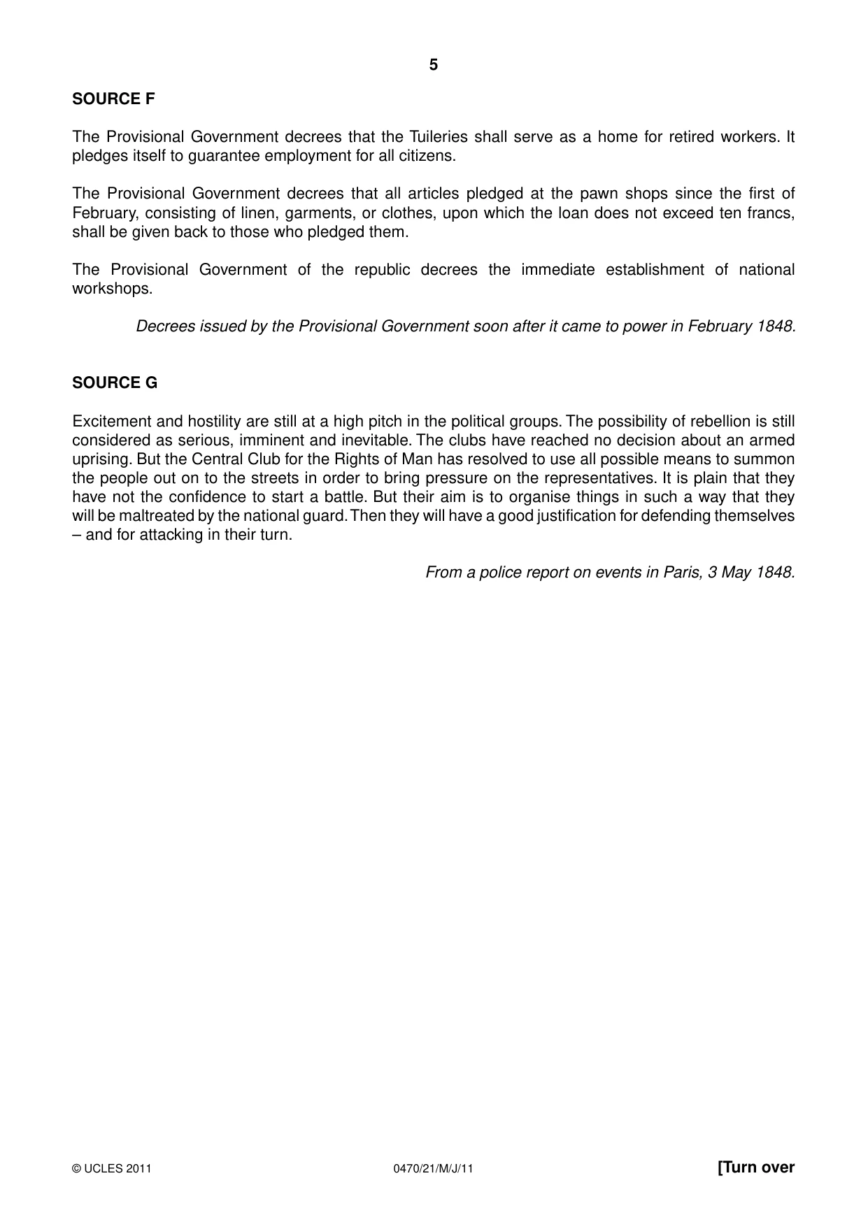 Cambridge IGCSE History 0470 2011 May/June Paper 2 · Variant 1 question paper, page 5 of 12