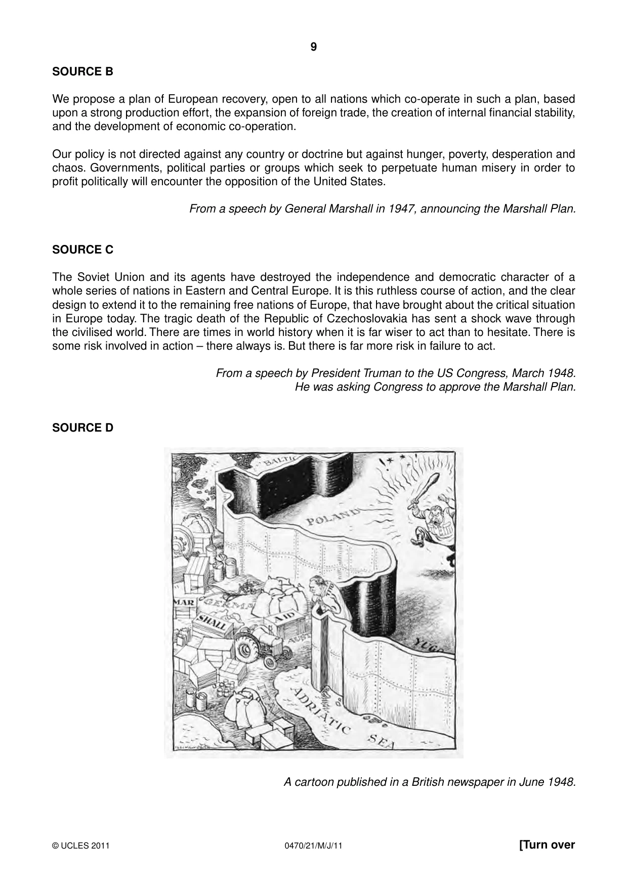 Cambridge IGCSE History 0470 2011 May/June Paper 2 · Variant 1 question paper, page 9 of 12