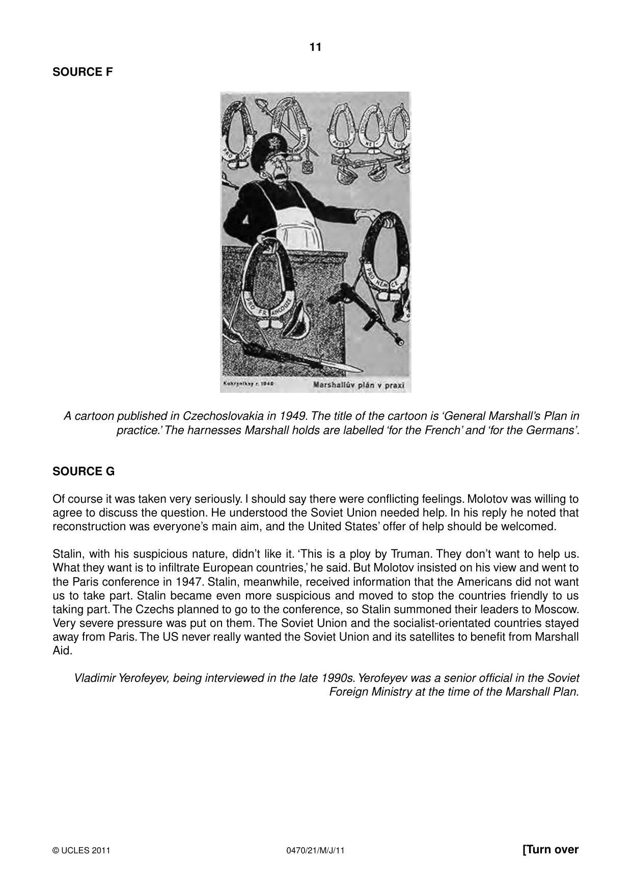 Cambridge IGCSE History 0470 2011 May/June Paper 2 · Variant 1 question paper, page 11 of 12