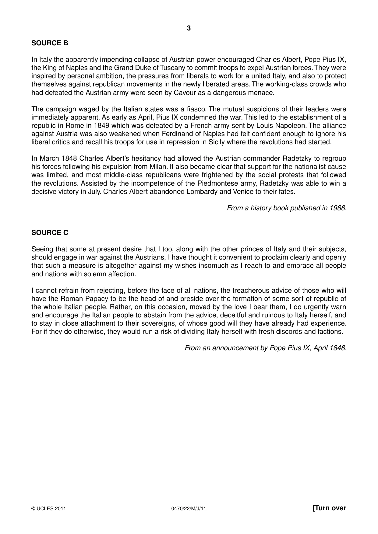 Cambridge IGCSE History 0470 2011 May/June Paper 2 · Variant 2 question paper, page 3 of 12