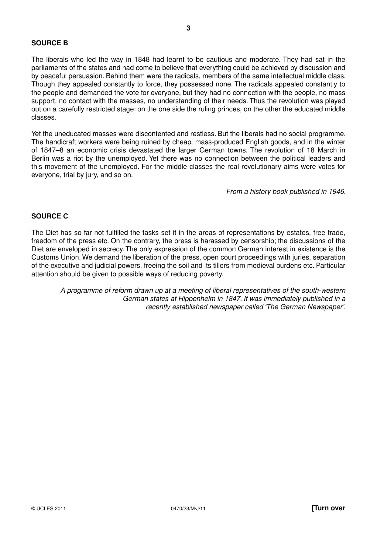 Cambridge IGCSE History 0470 2011 May/June Paper 2 · Variant 3 question paper, page 3 of 12