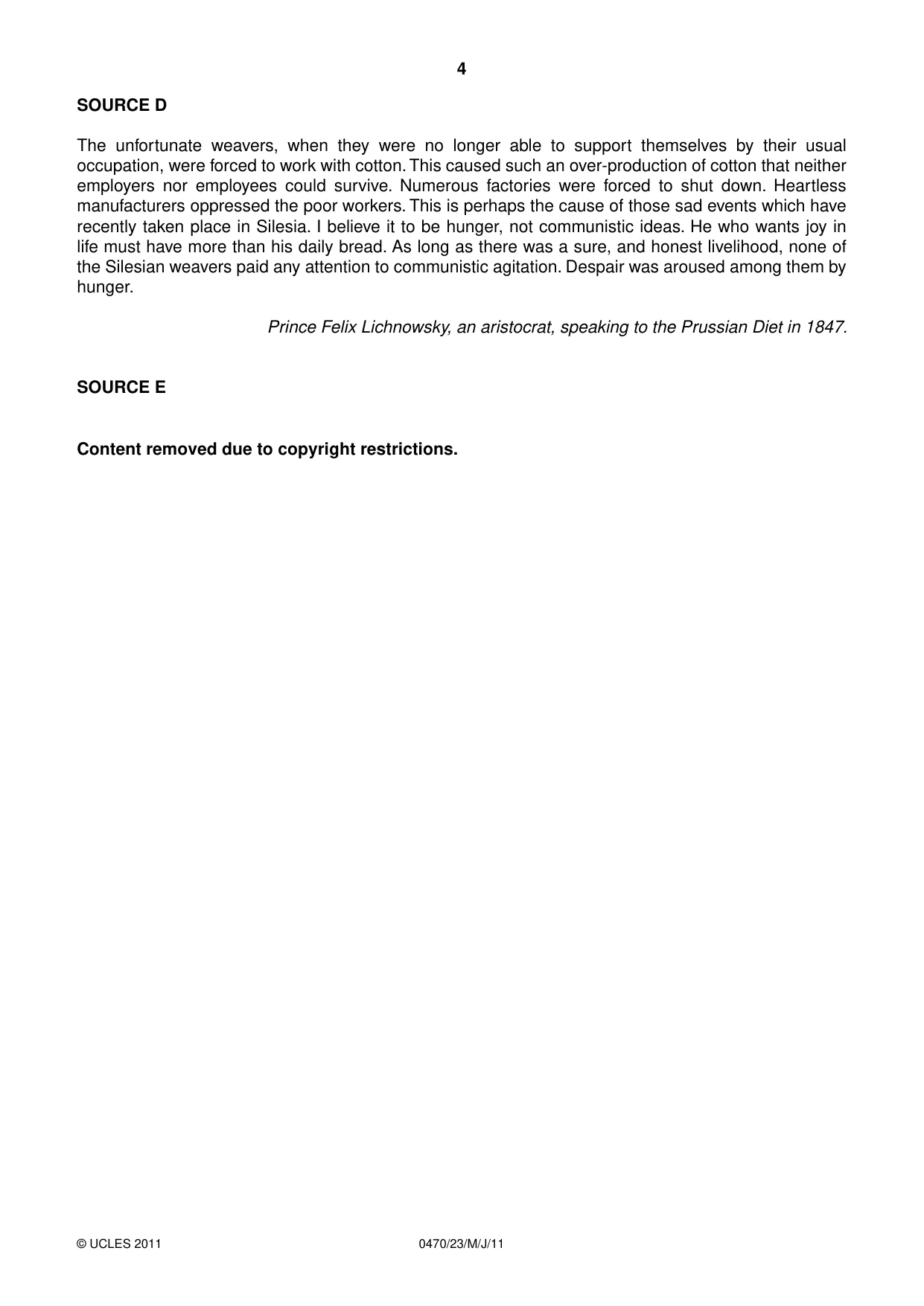 Cambridge IGCSE History 0470 2011 May/June Paper 2 · Variant 3 question paper, page 4 of 12