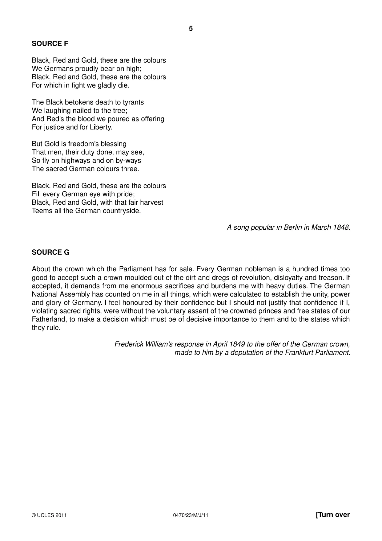 Cambridge IGCSE History 0470 2011 May/June Paper 2 · Variant 3 question paper, page 5 of 12