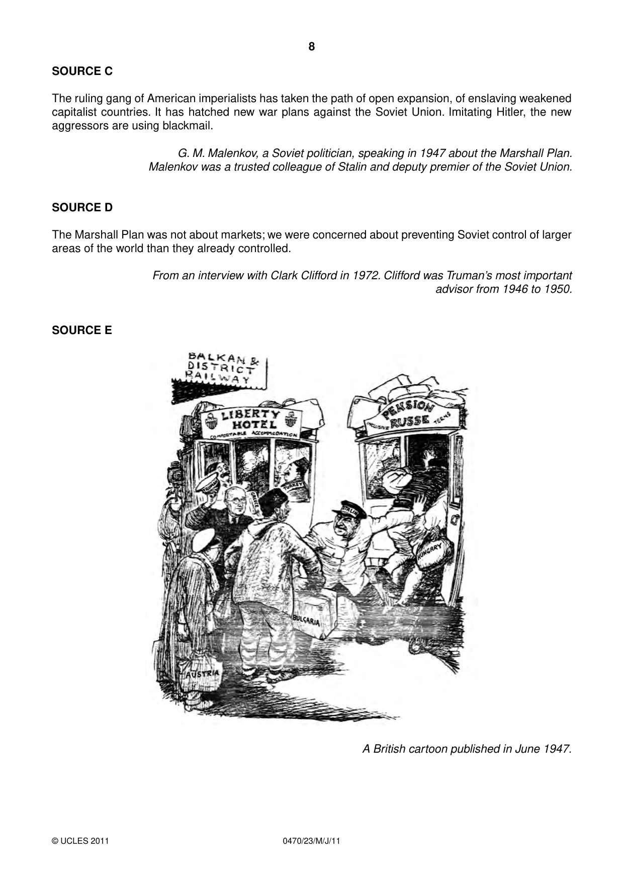 Cambridge IGCSE History 0470 2011 May/June Paper 2 · Variant 3 question paper, page 8 of 12