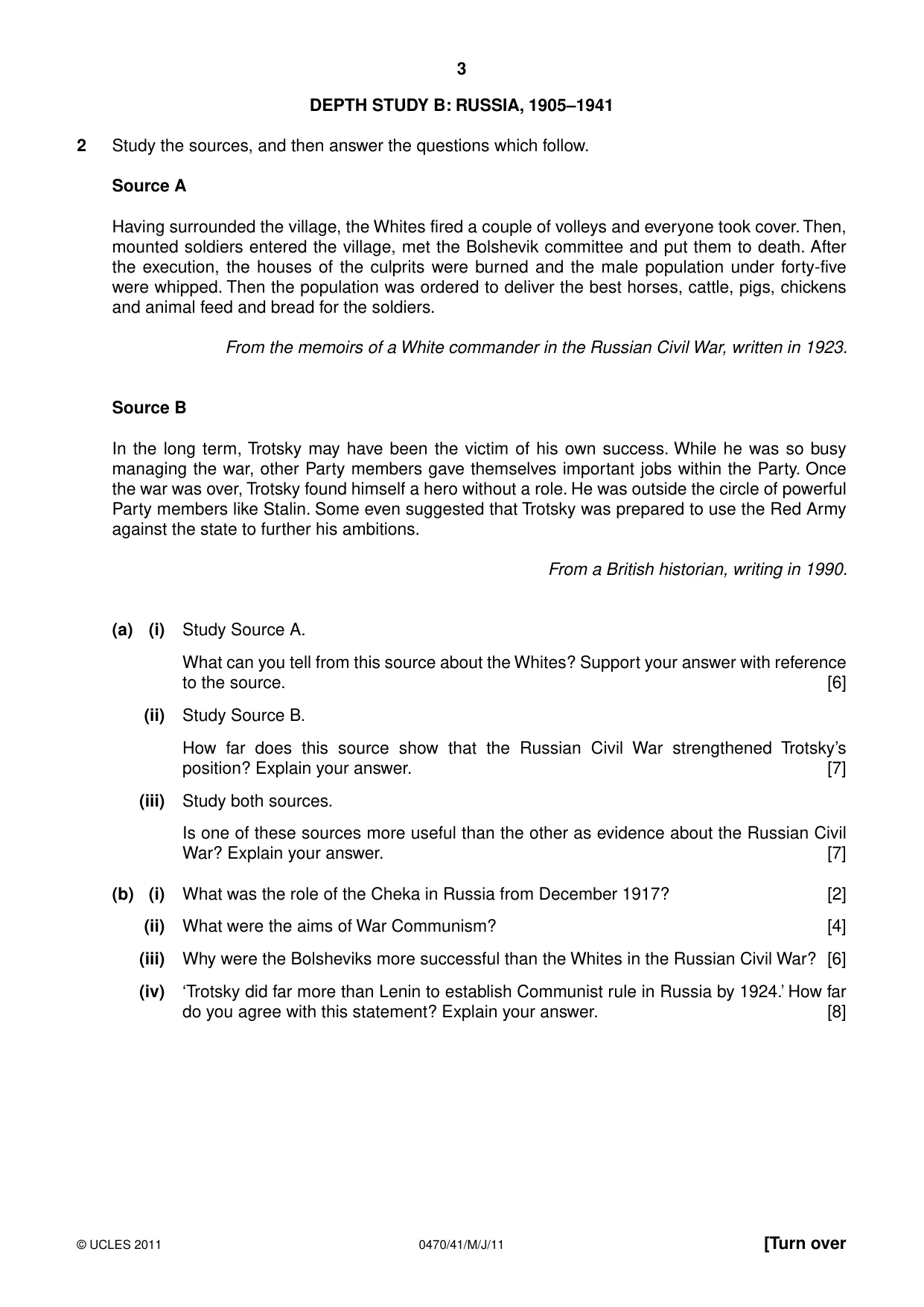 Cambridge IGCSE History 0470 2011 May/June Paper 4 · Variant 1 question paper, page 3 of 12