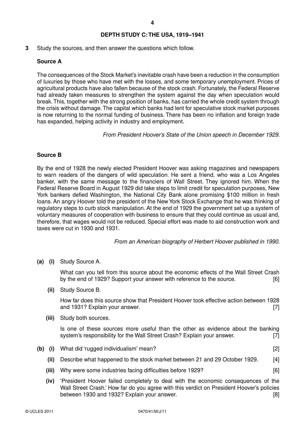 Cambridge IGCSE History 0470 2011 May/June Paper 4 · Variant 1 question paper, page 4 of 12
